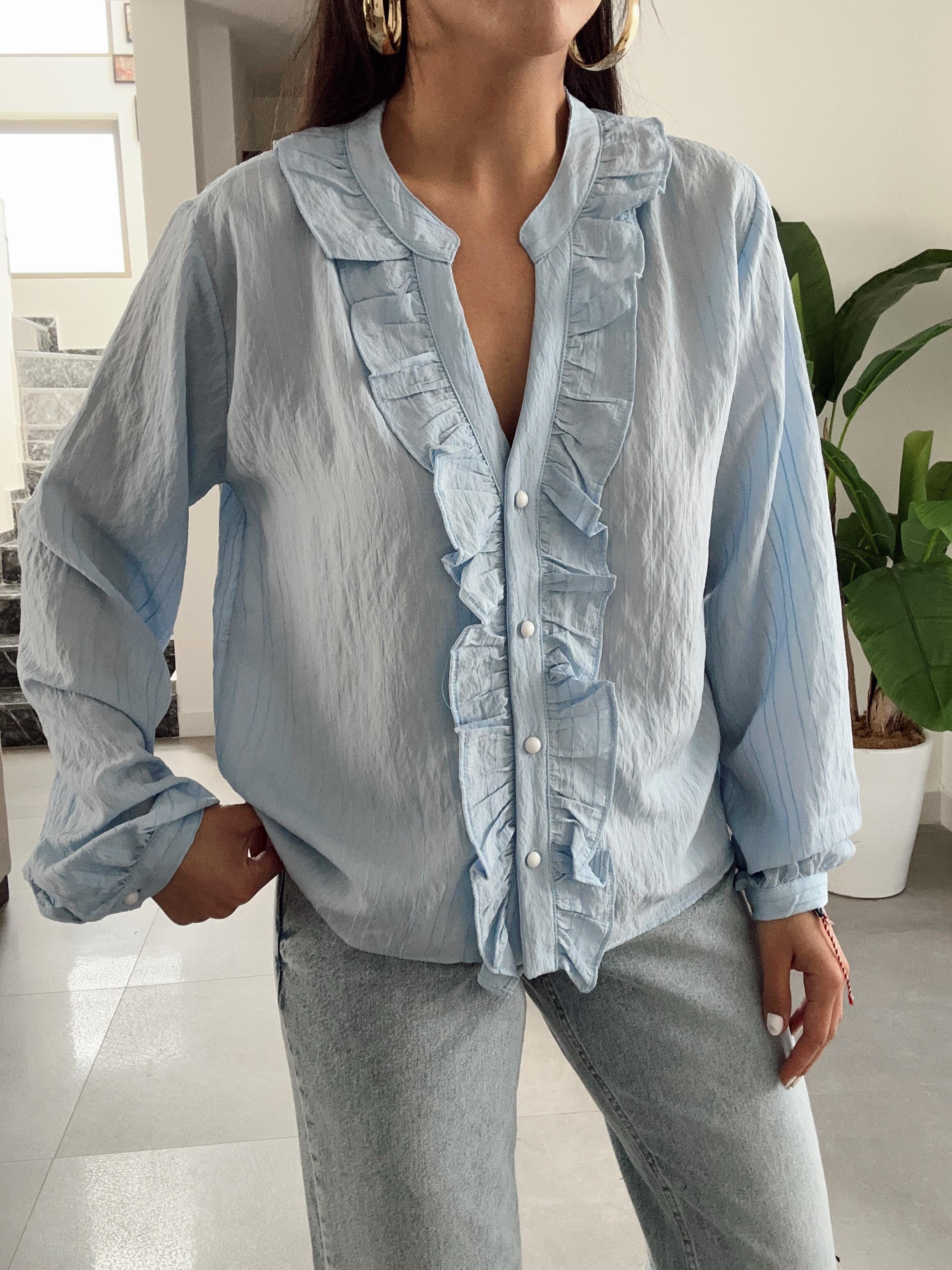 Mavi Fırfırlı Gömlek