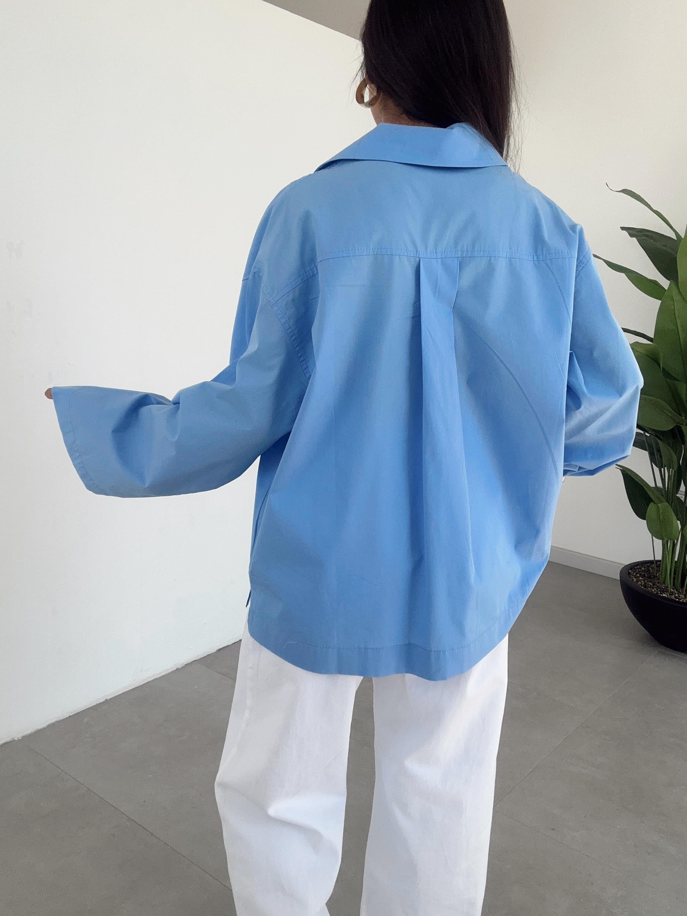 Mavi Oversize Gömlek