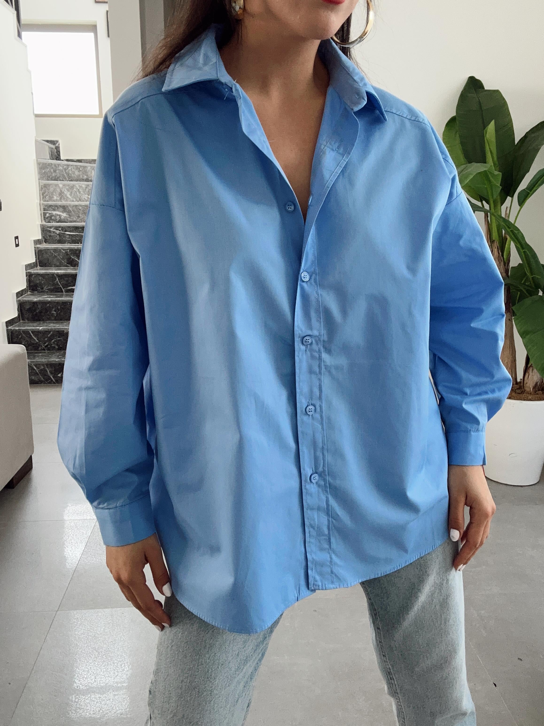 Mavi Poplin Gömlek