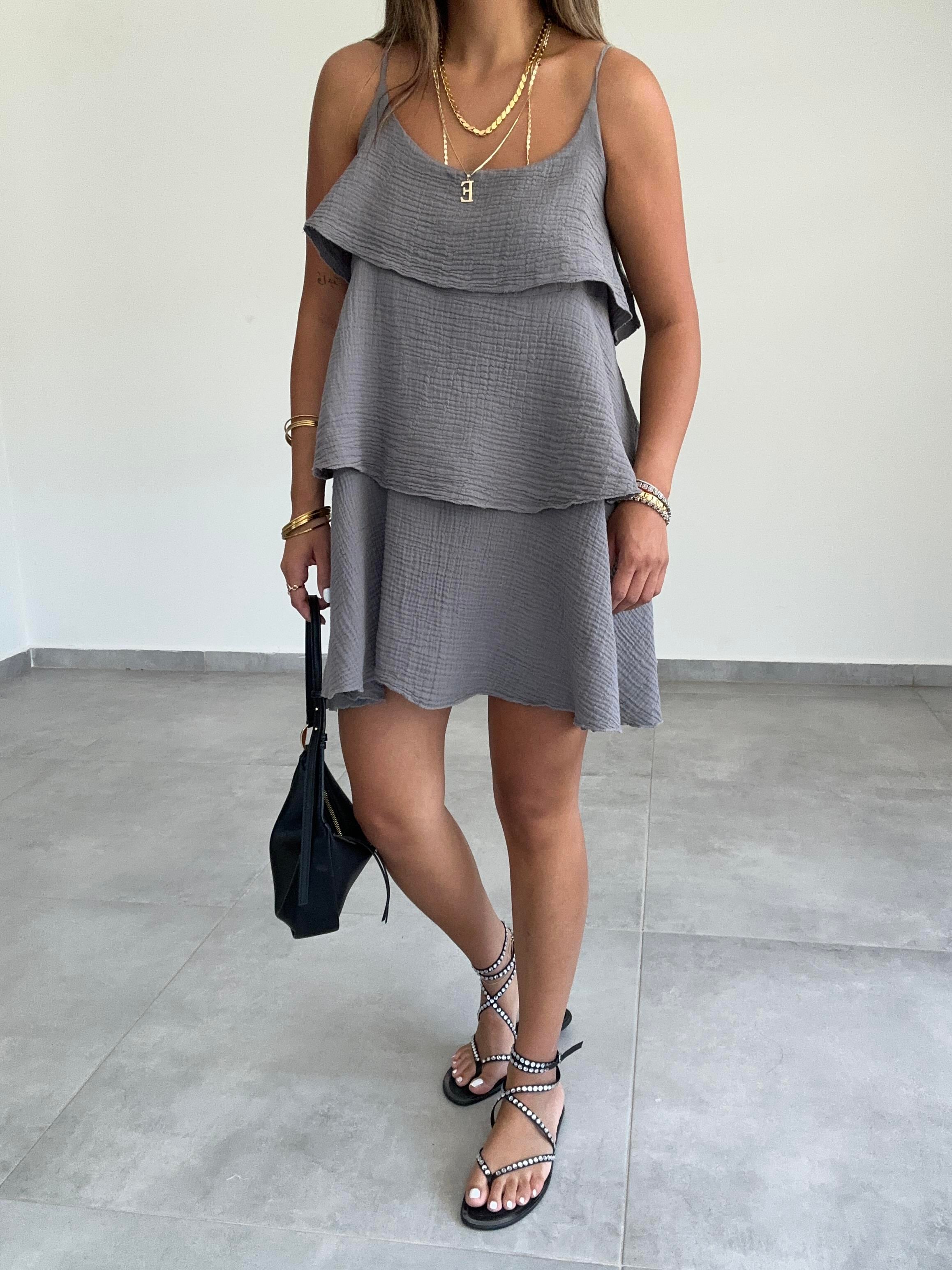 Meis Antrasit Müslin Elbise