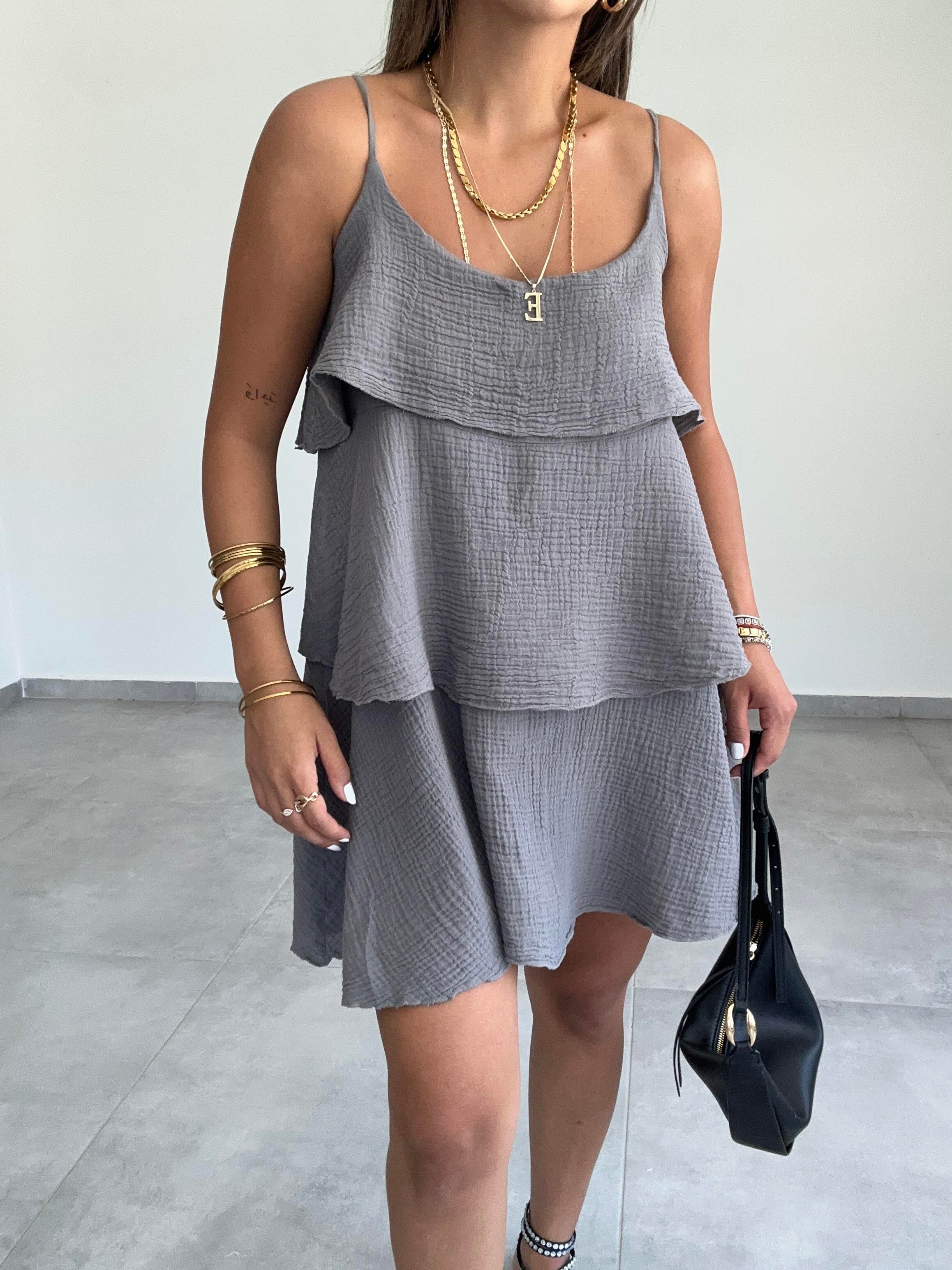 Meis Antrasit Müslin Elbise