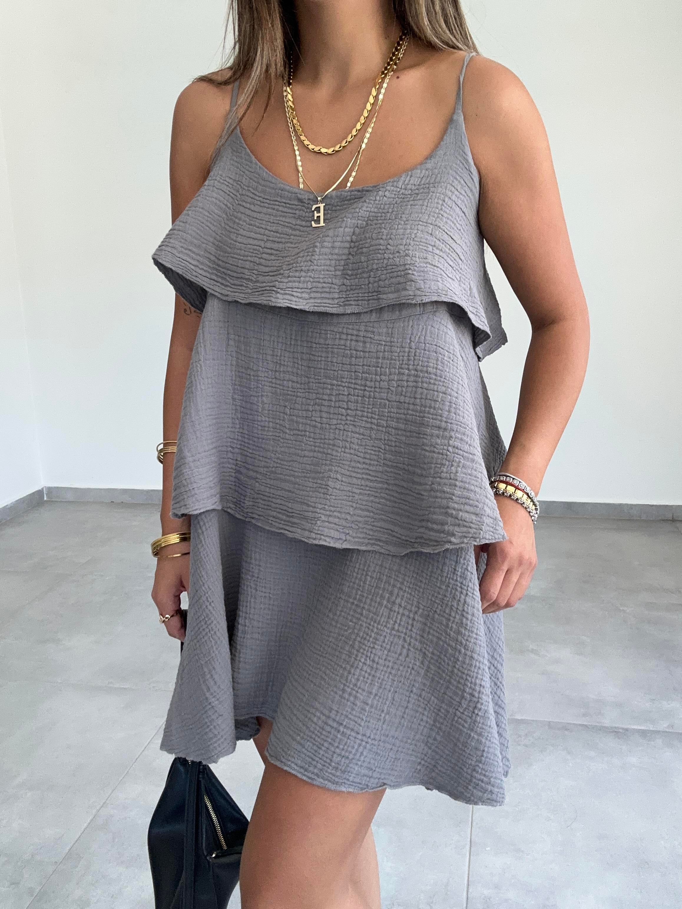 Meis Antrasit Müslin Elbise