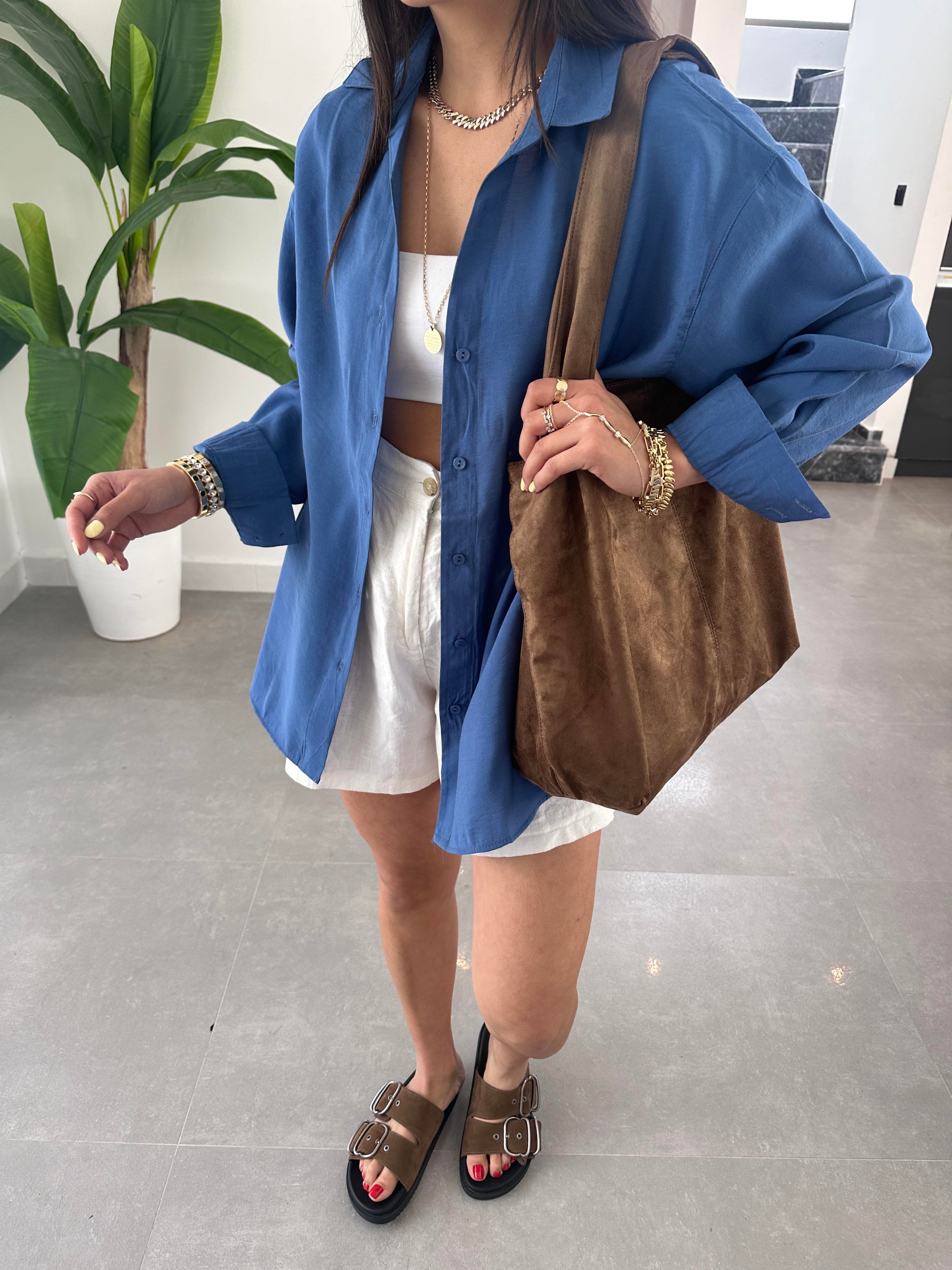 Melina İndigo Oversize Gömlek