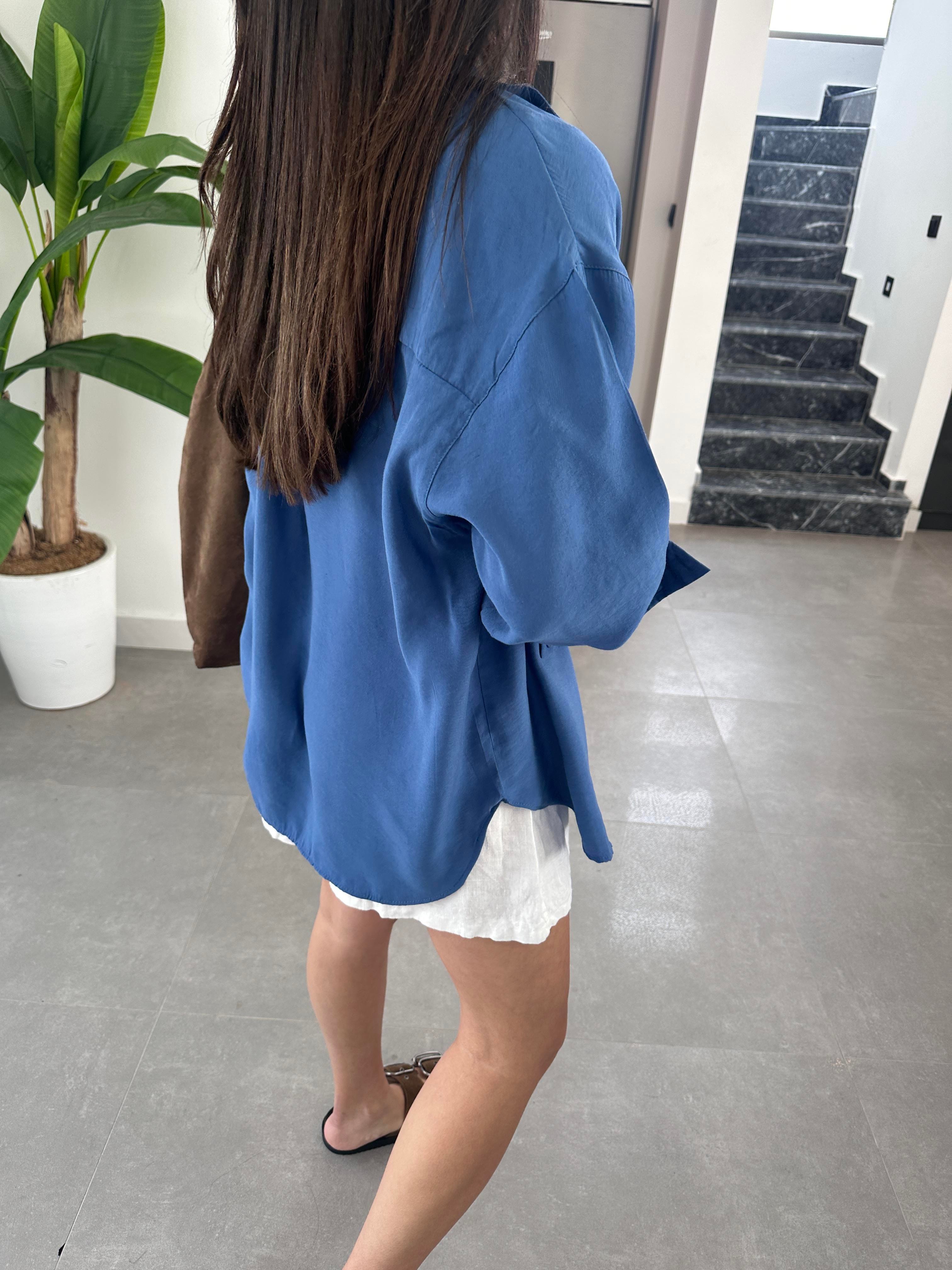 Melina İndigo Oversize Gömlek