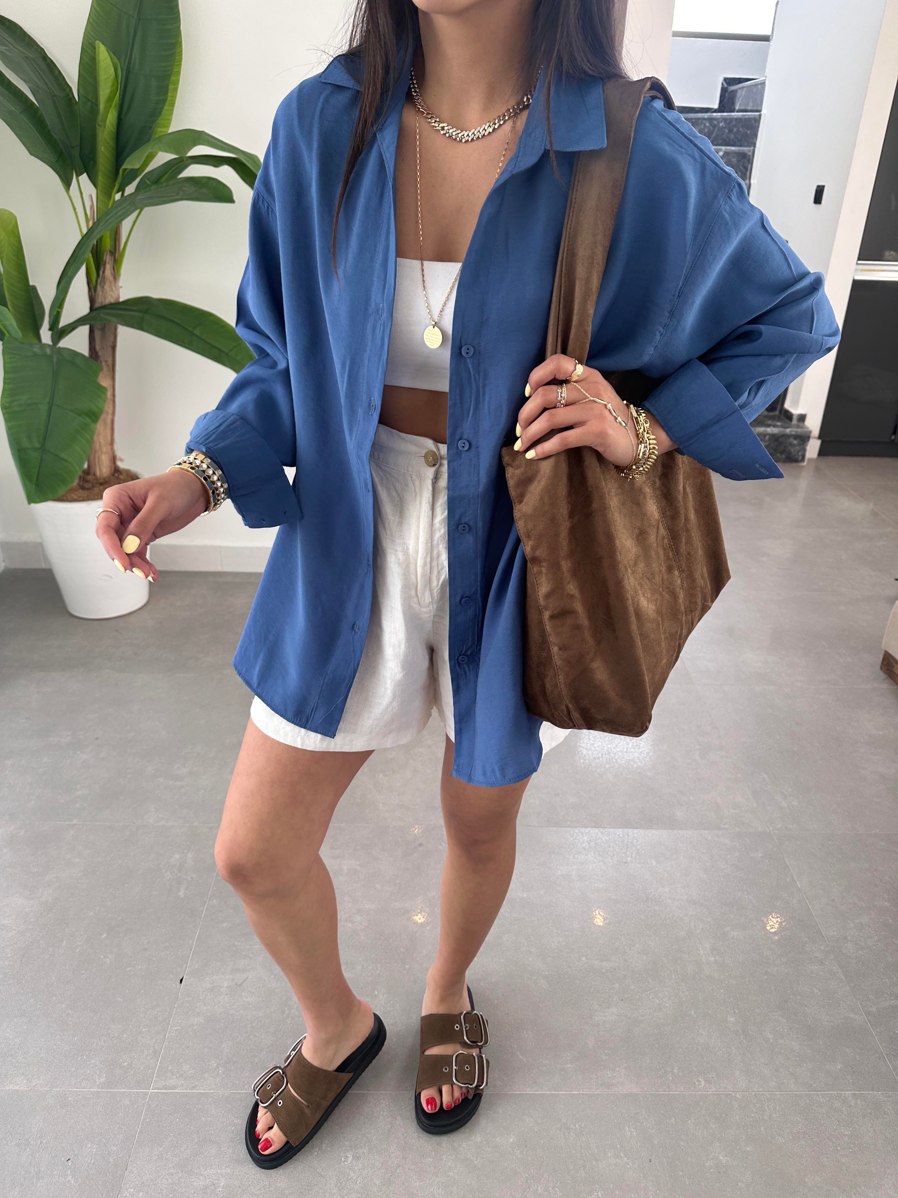 Melina İndigo Oversize Gömlek
