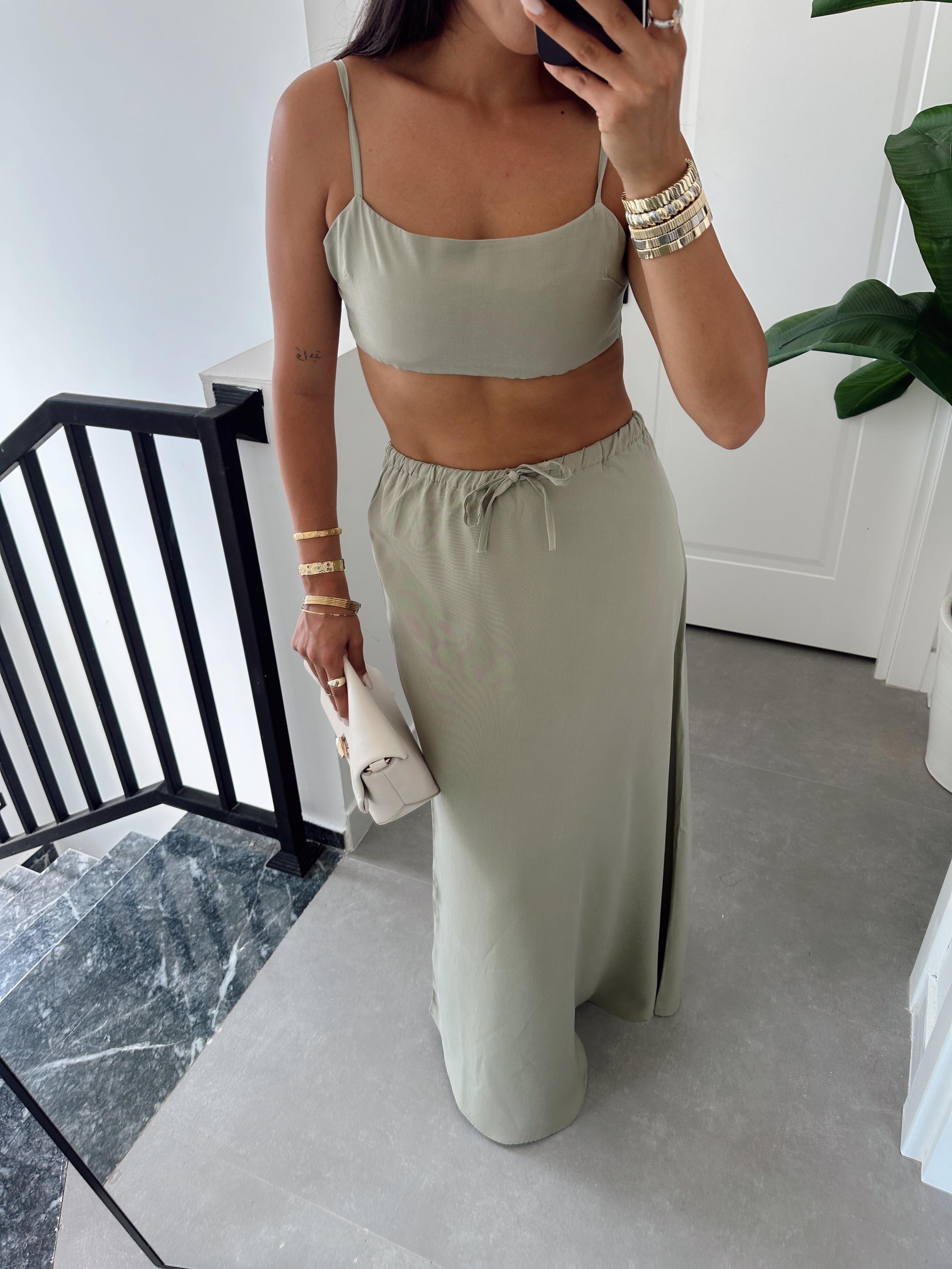 Mint Yeşili Askılı Crop