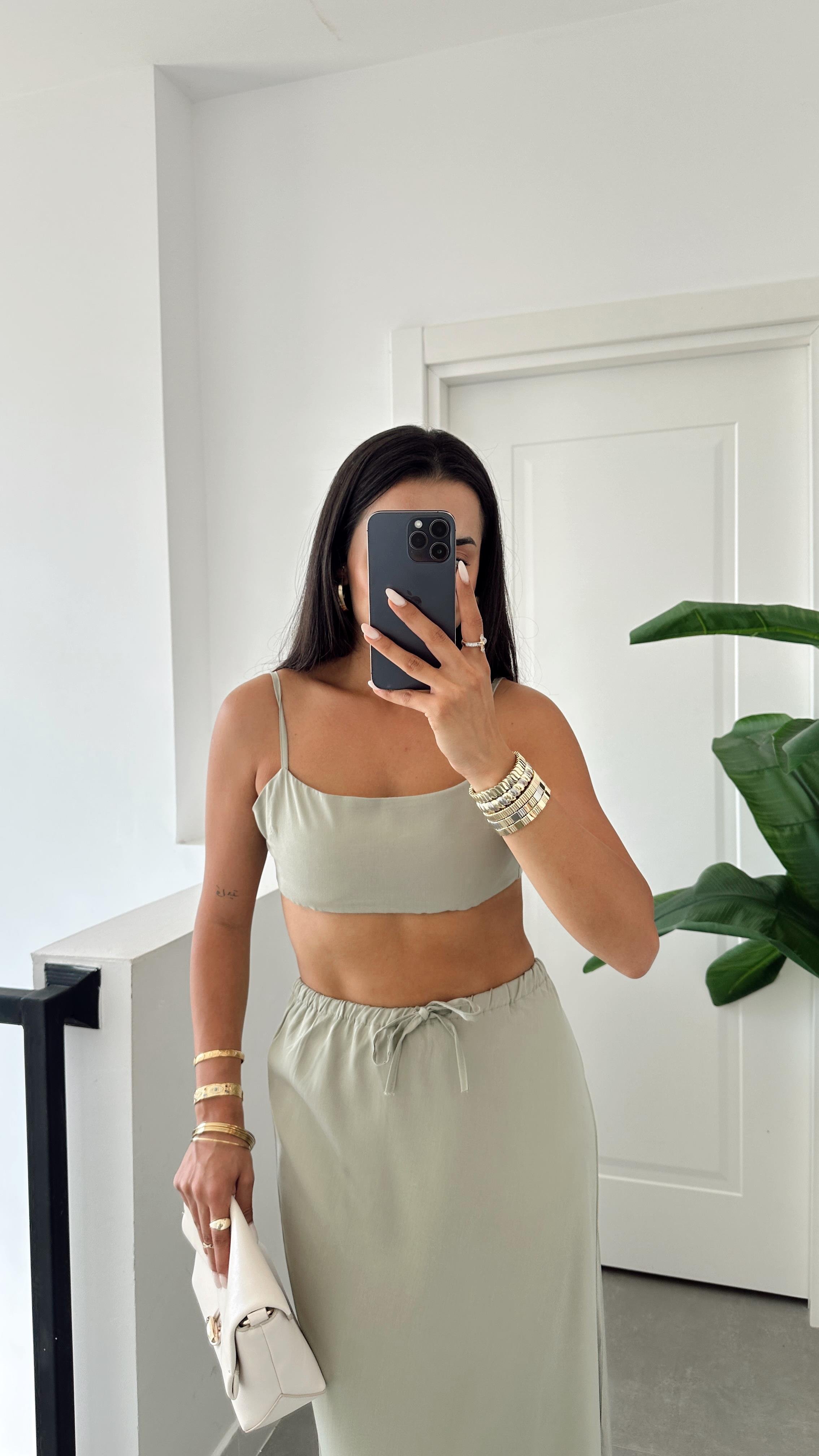 Mint Yeşili Askılı Crop