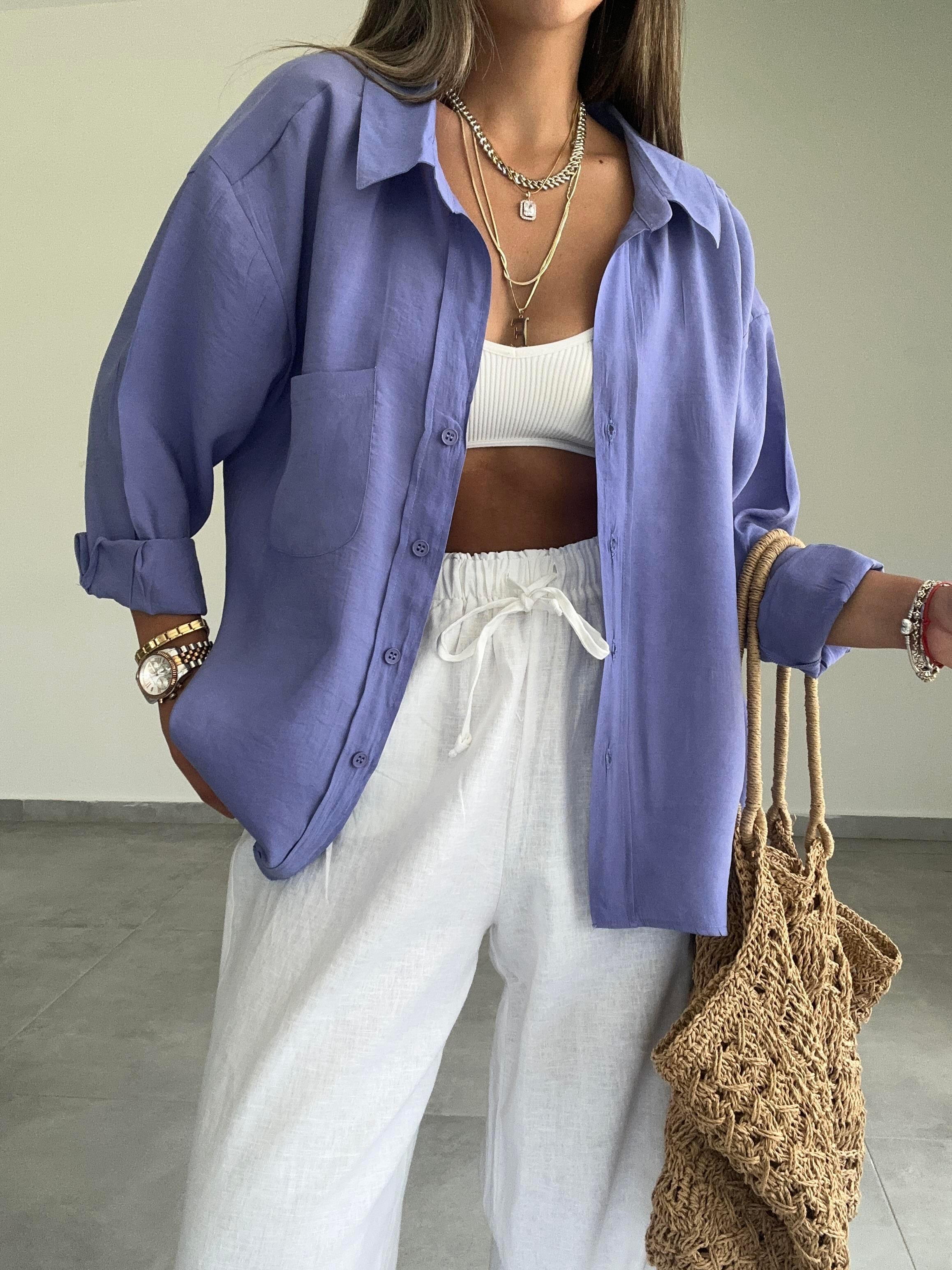 Mor Oversize Gömlek