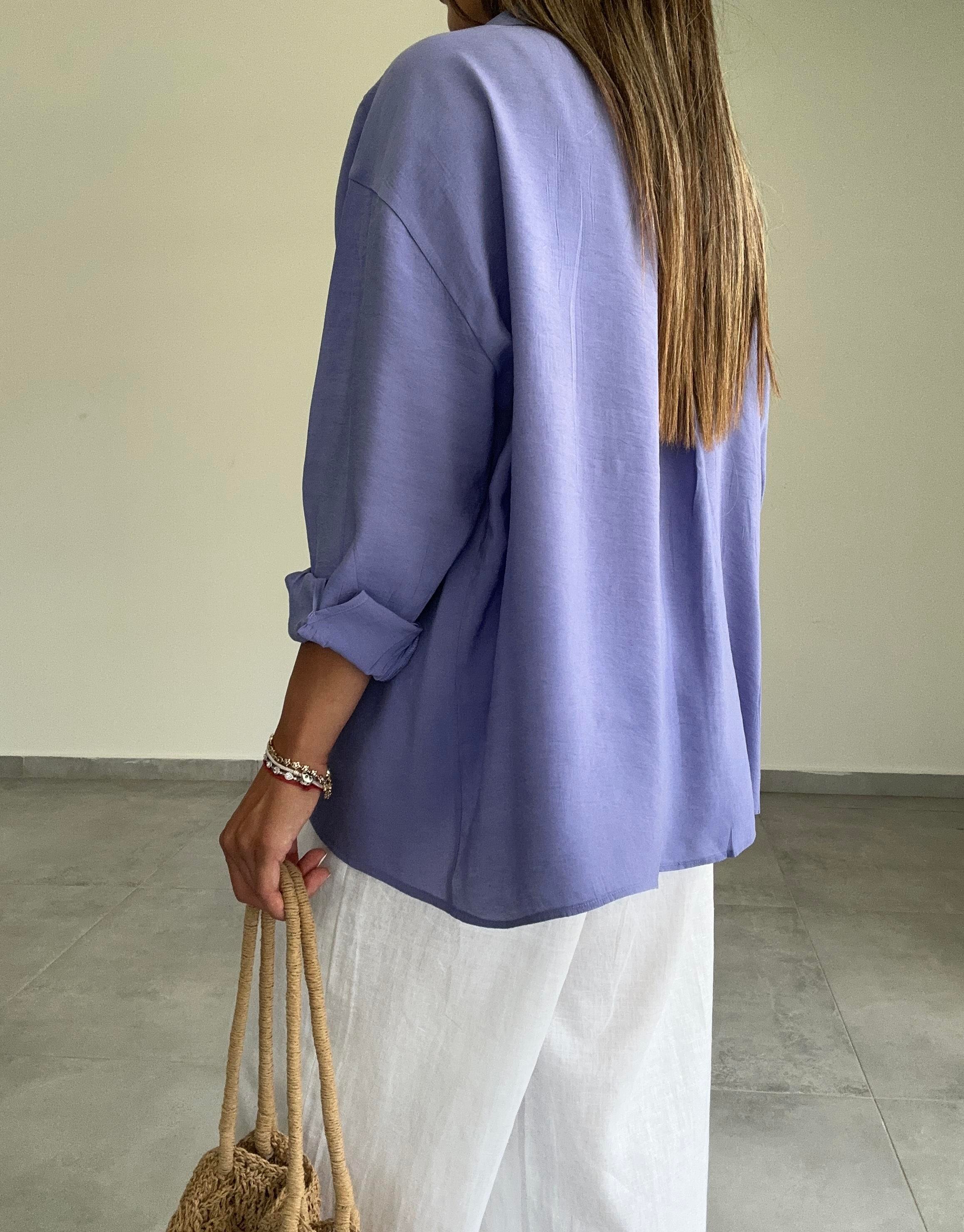 Mor Oversize Gömlek