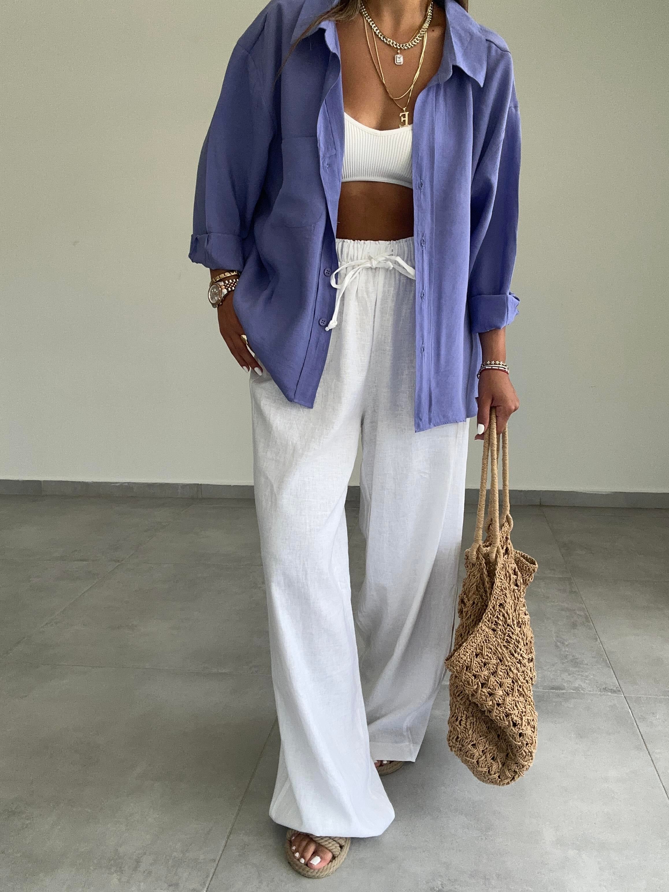 Mor Oversize Gömlek