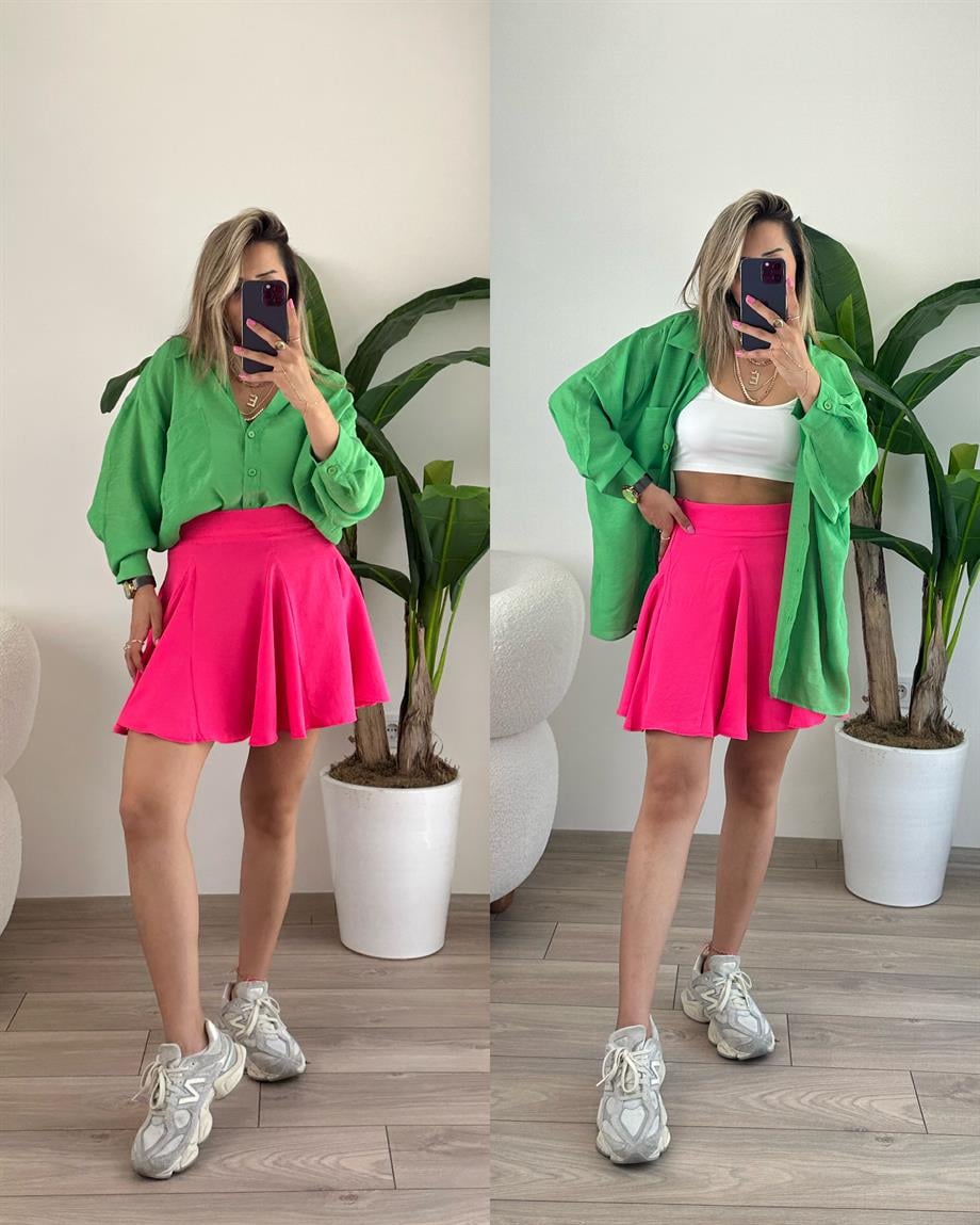 Neon Fuşya Etek