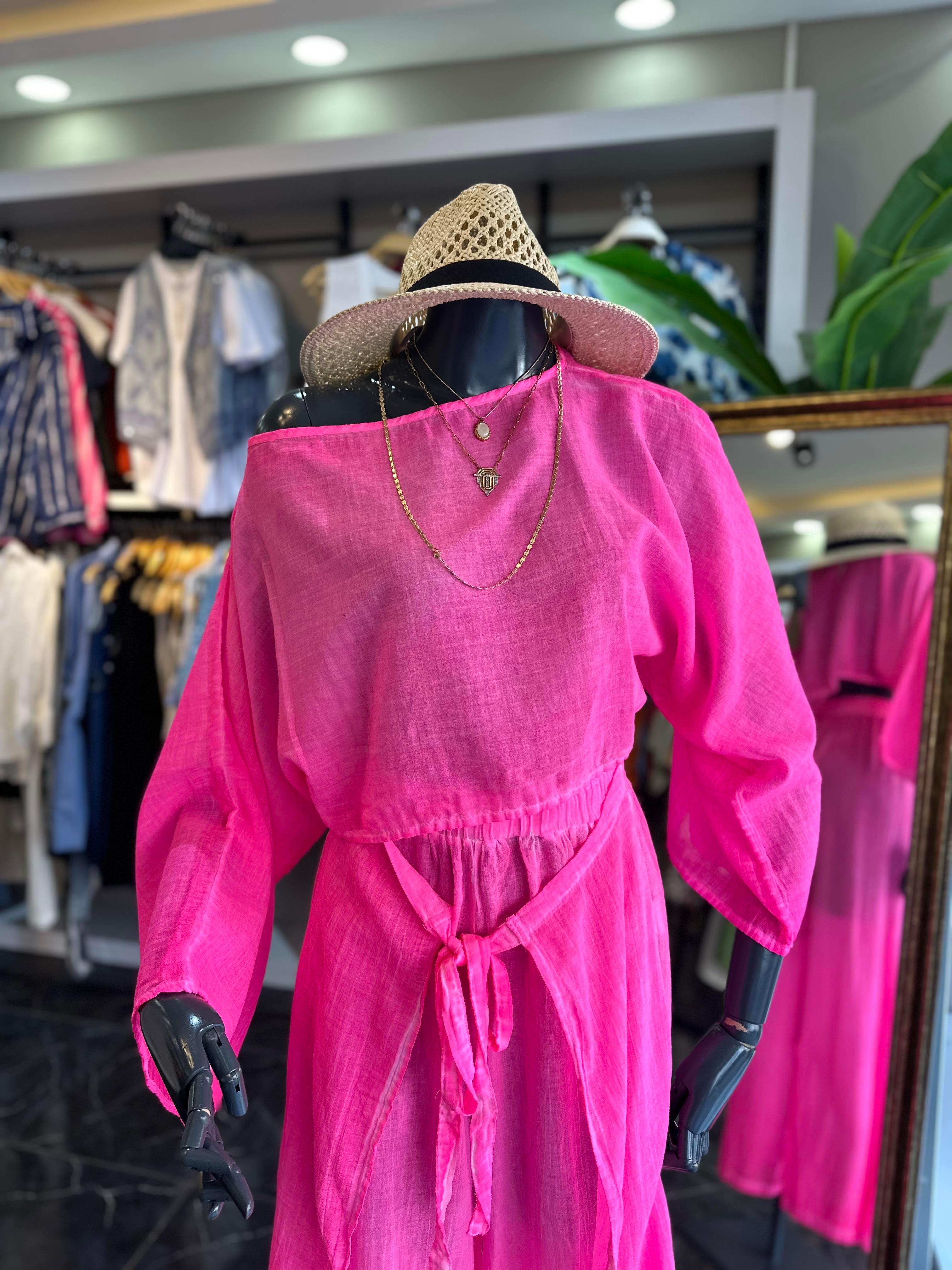 Neon Pembe Datça Bluz