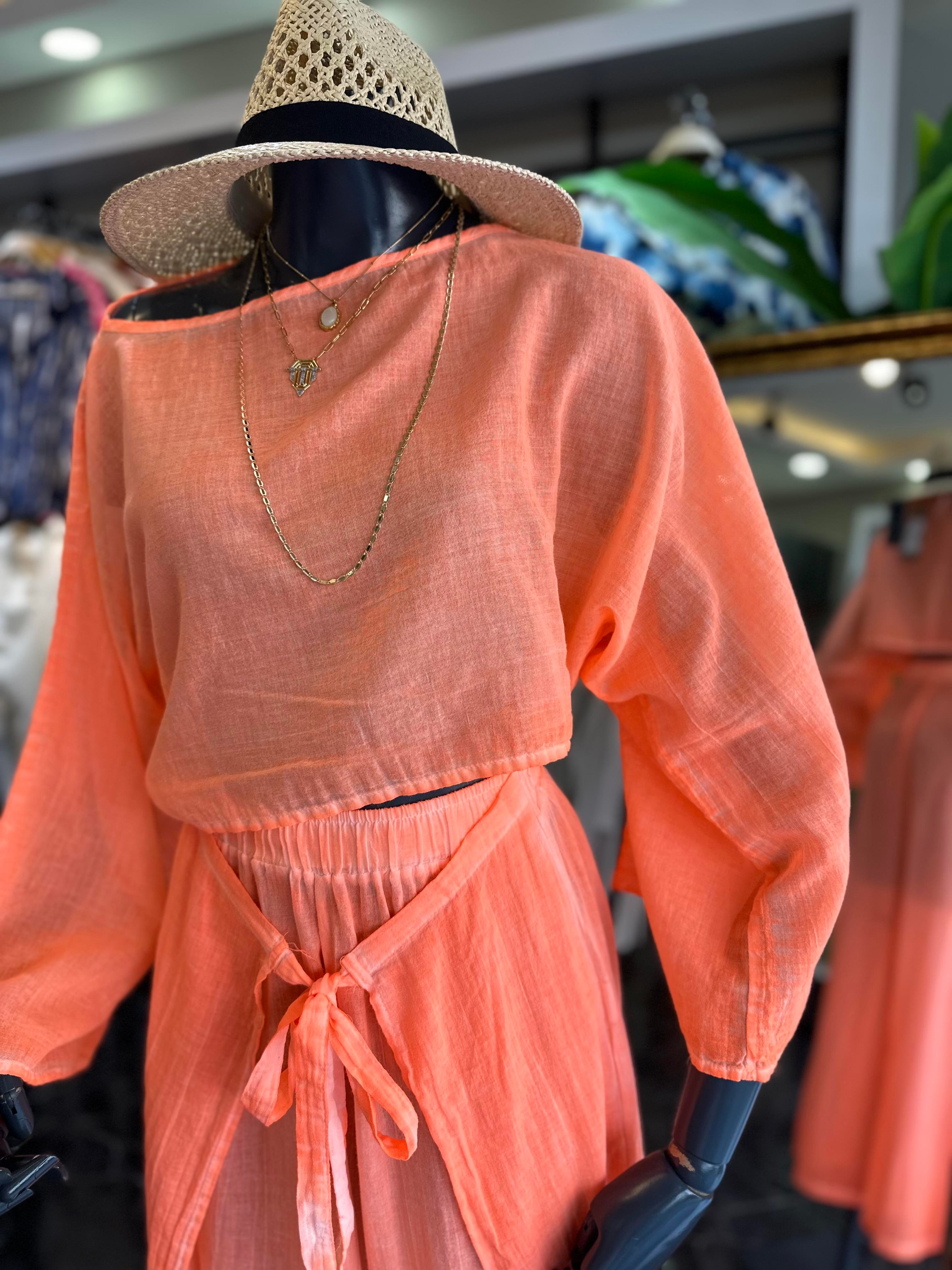 Neon Turuncu Datça Bluz