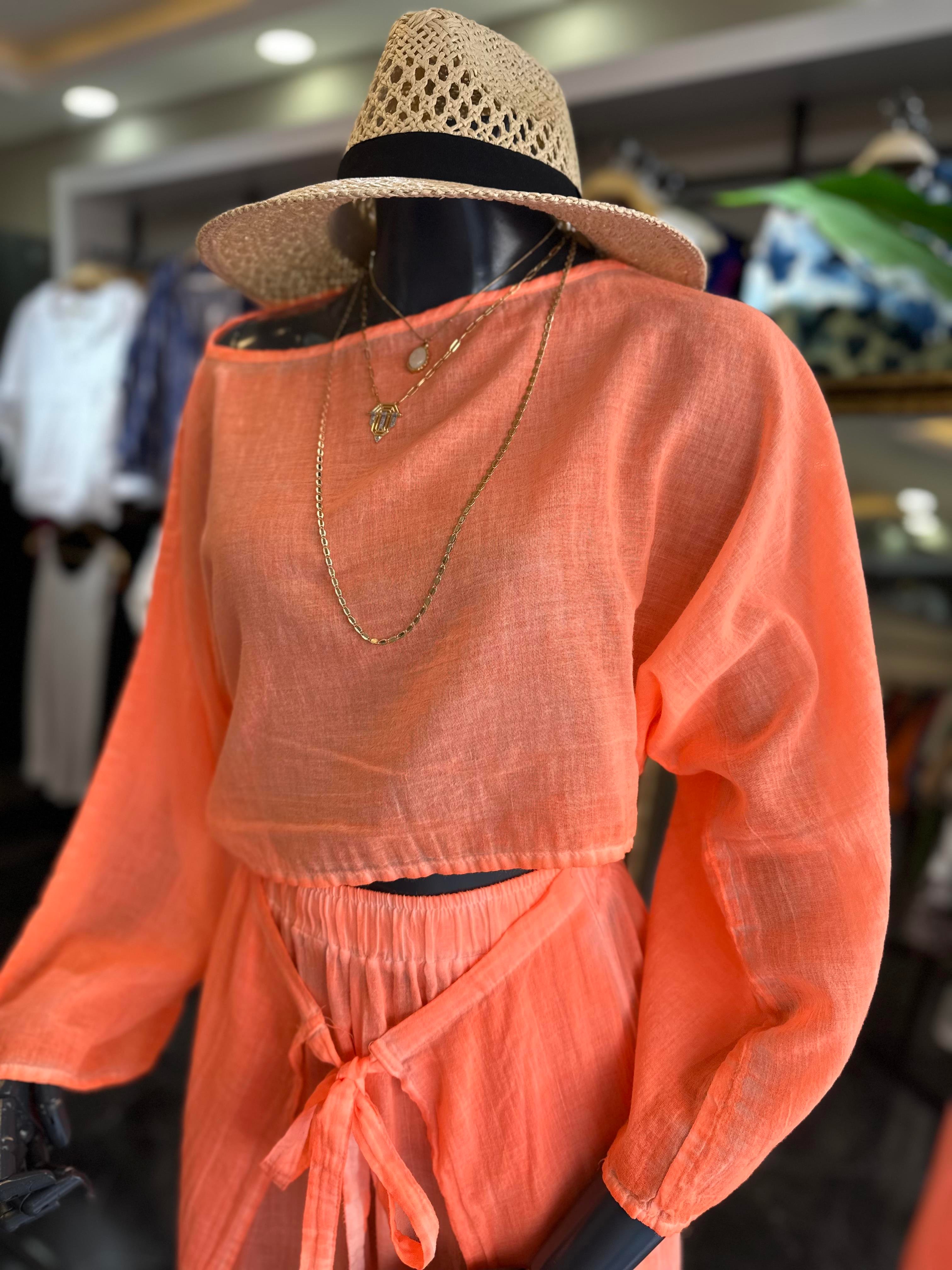 Neon Turuncu Datça Bluz