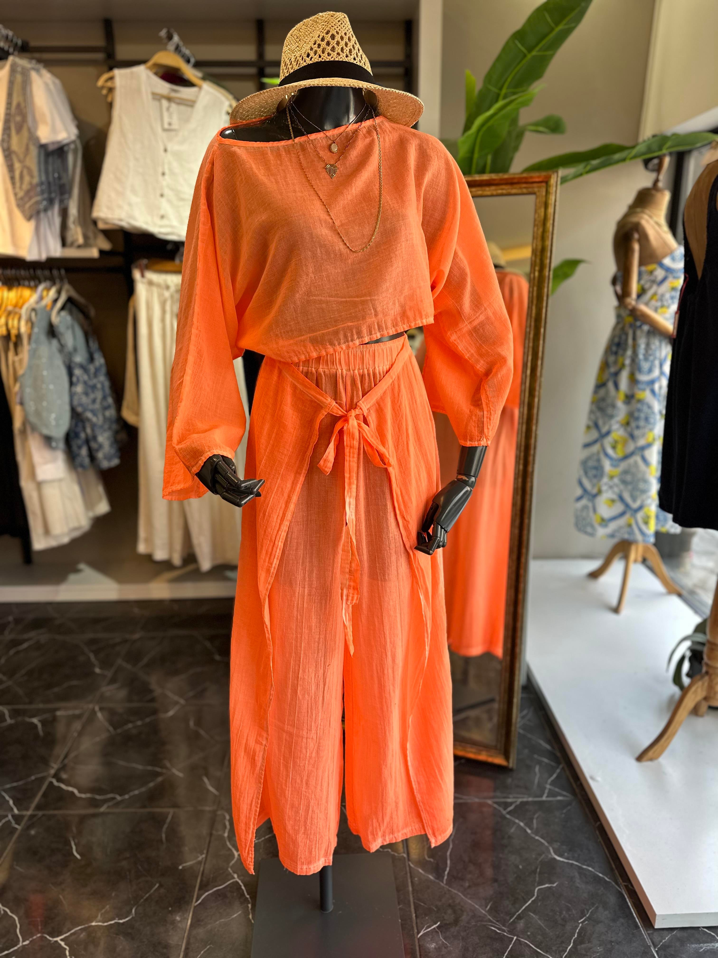 Neon Turuncu Datça Bluz