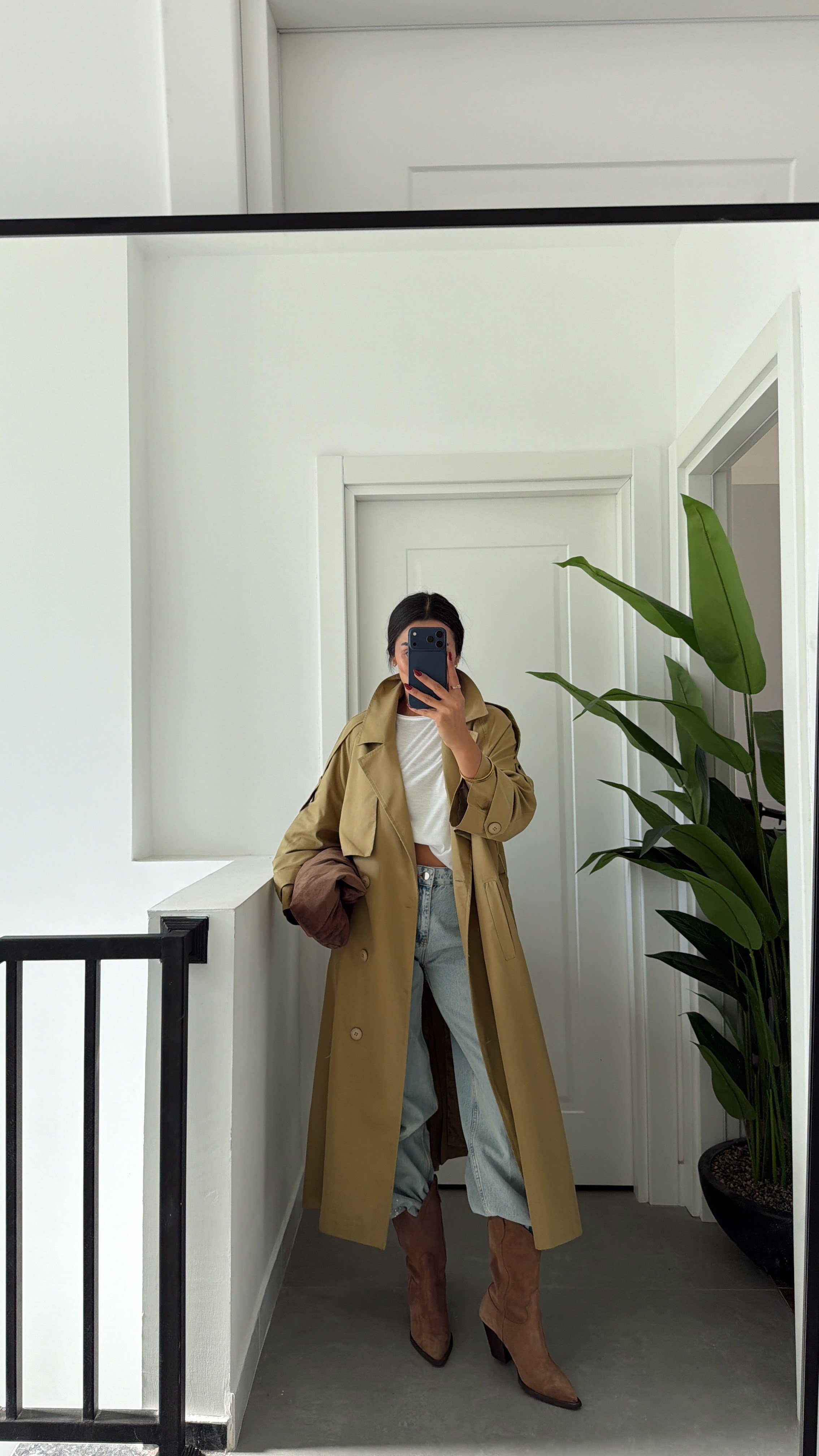 Olive Oversize Uzun Trençkot