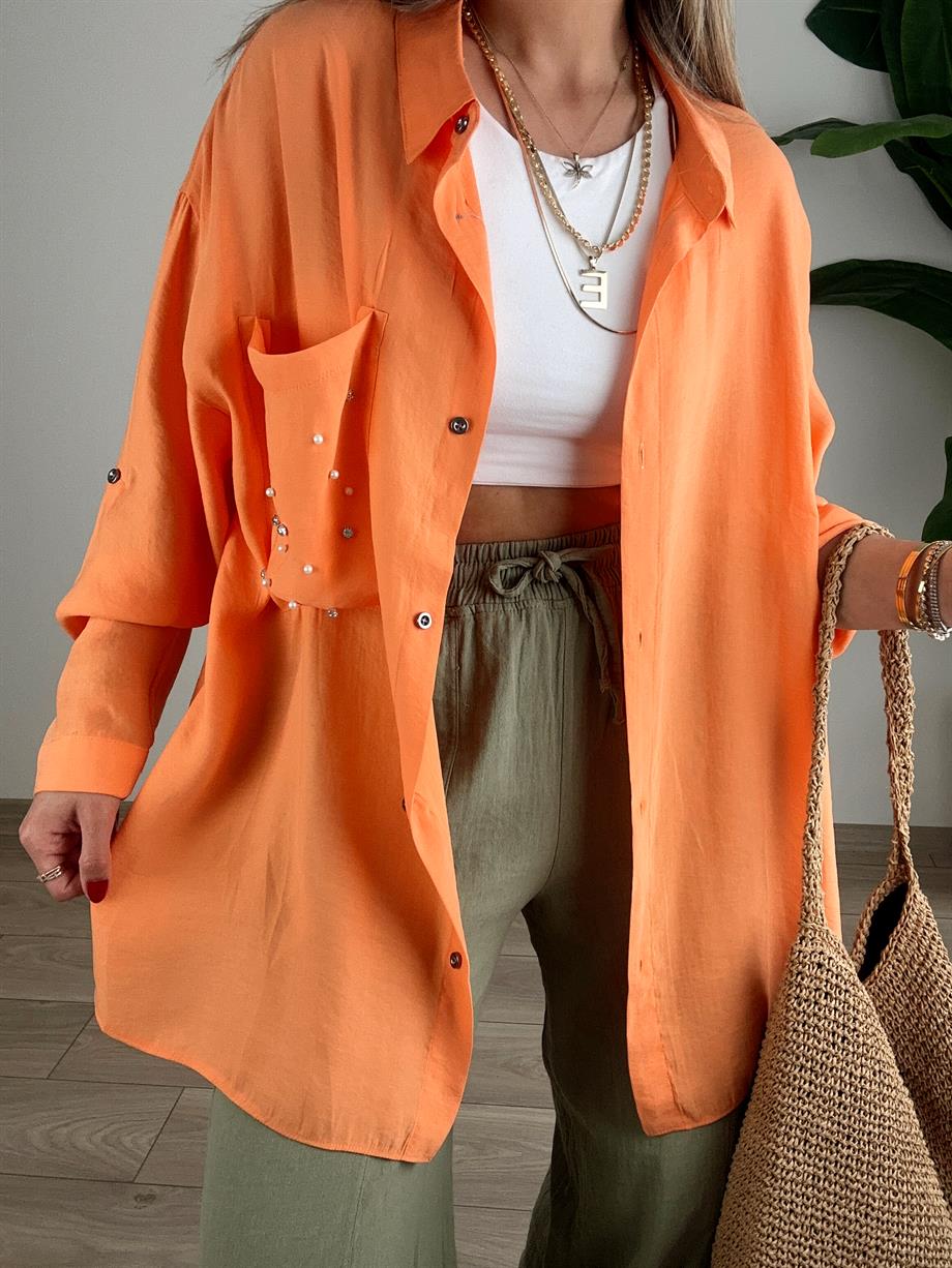 Oranj Taşlı Gömlek