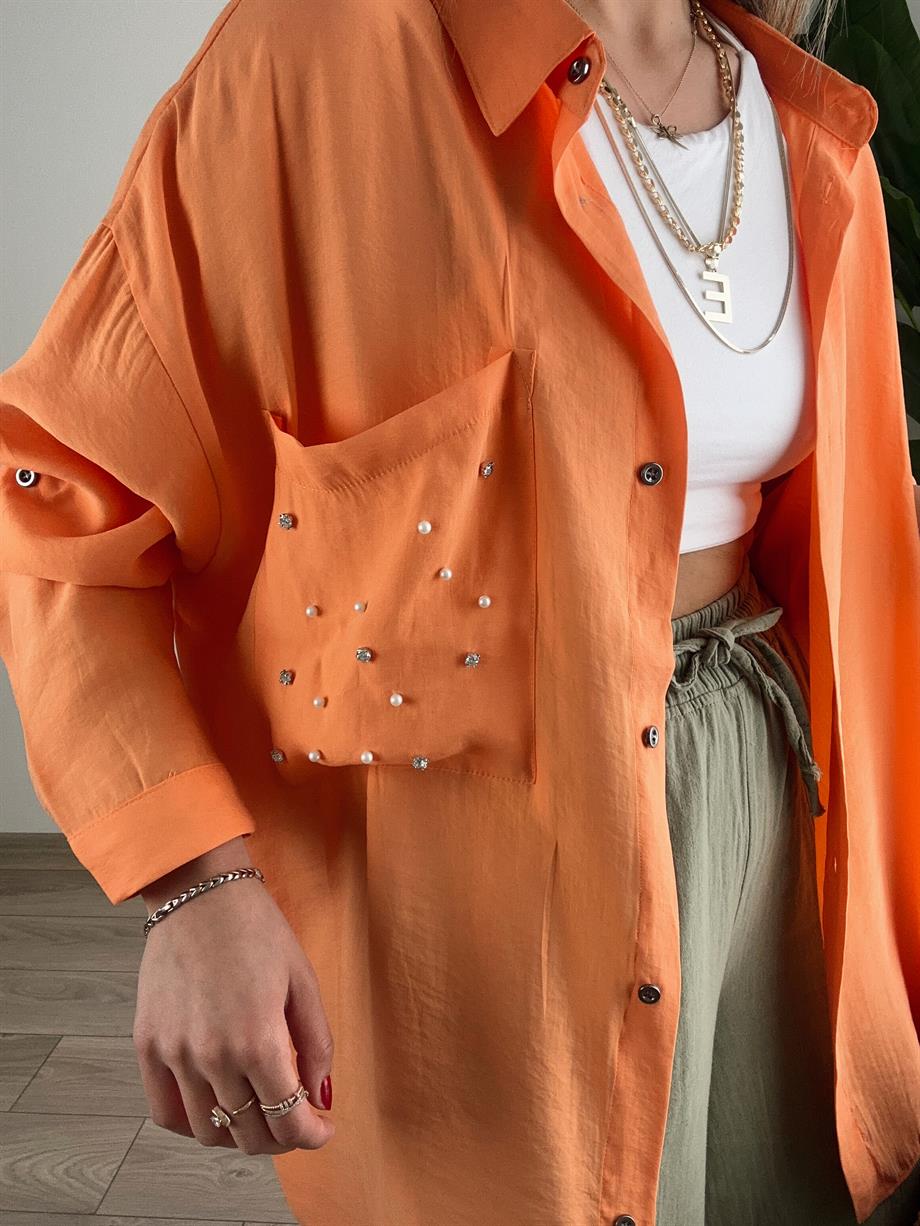 Oranj Taşlı Gömlek