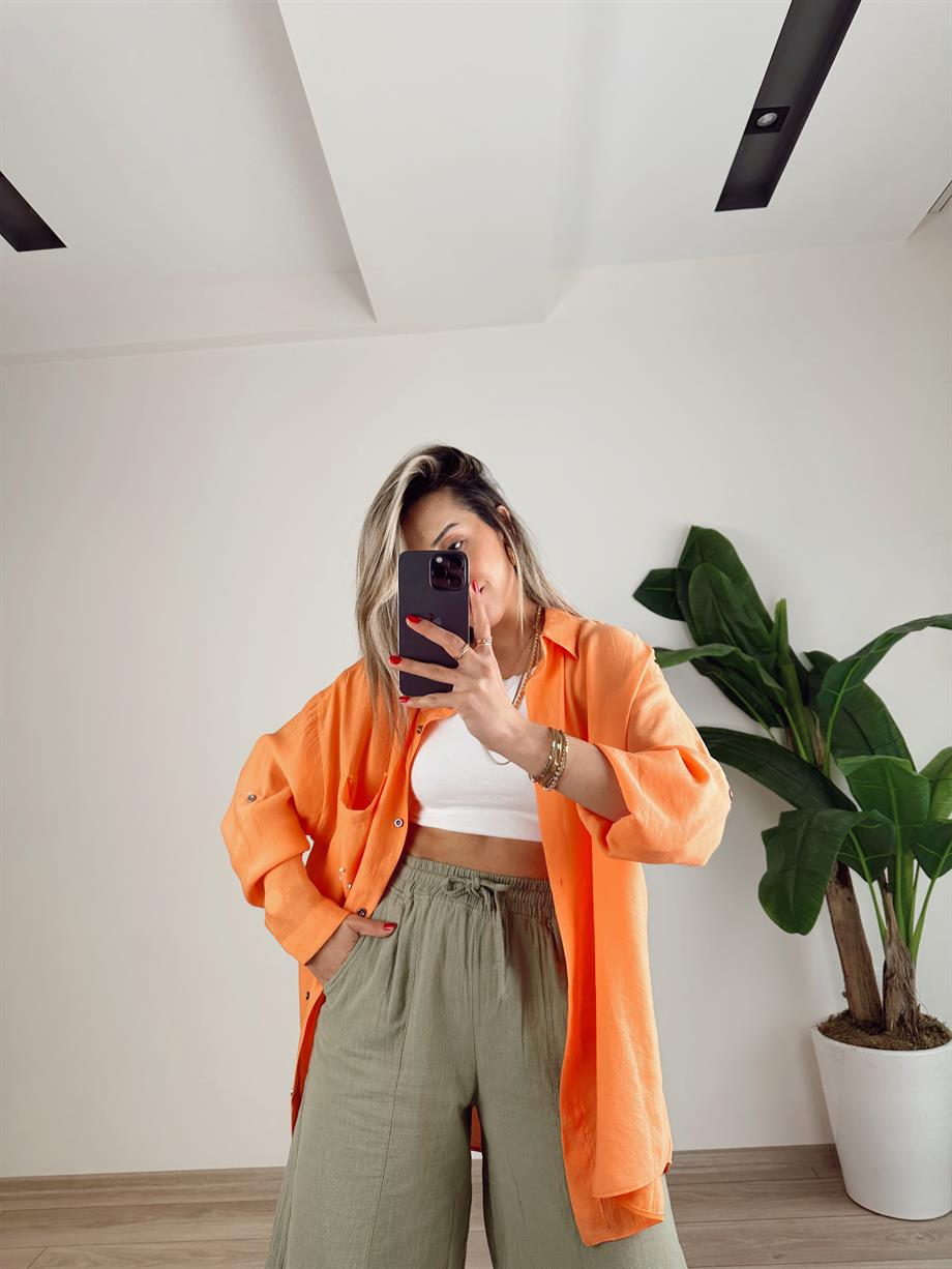 Oranj Taşlı Gömlek