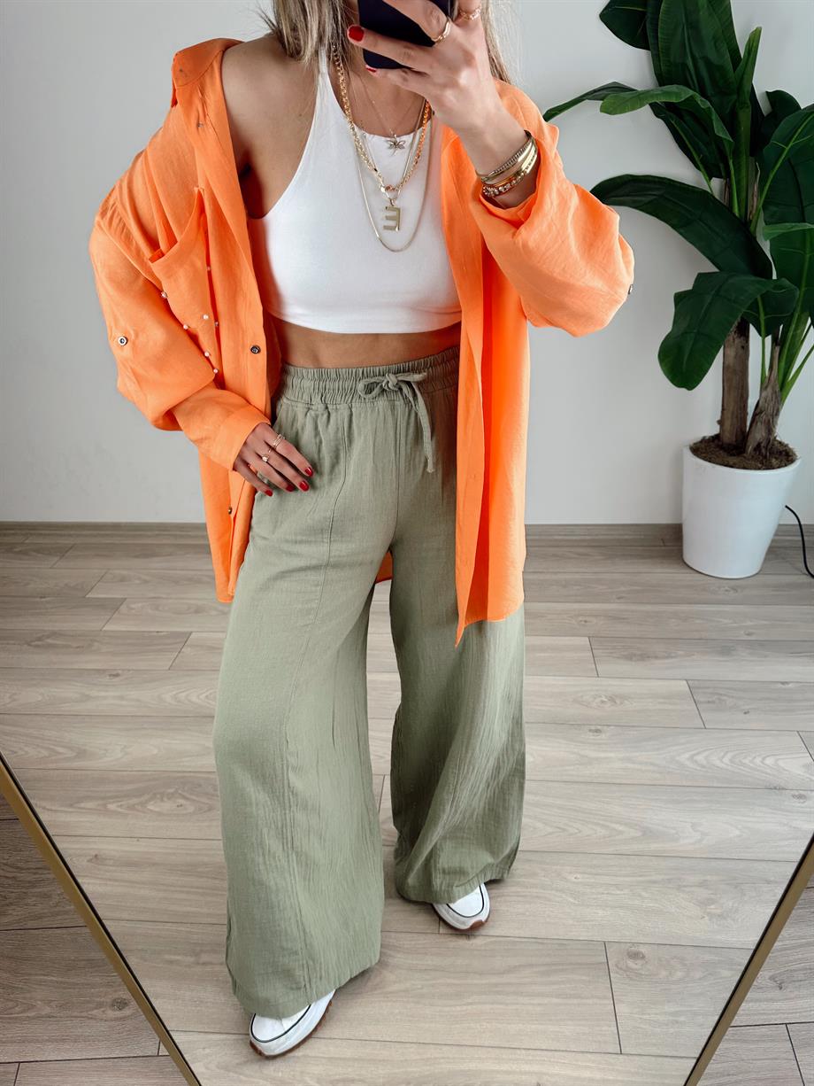 Oranj Taşlı Gömlek