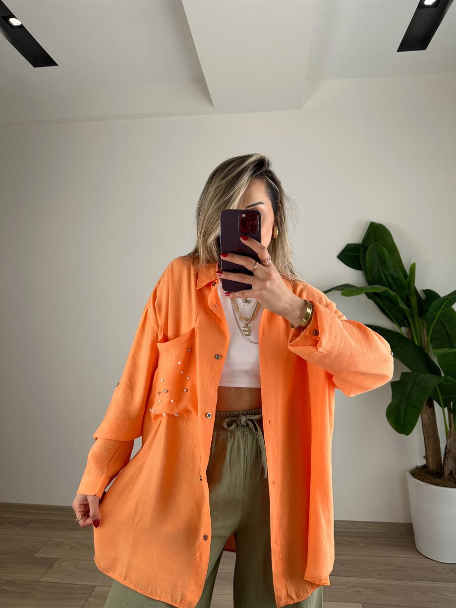 Oranj Taşlı Gömlek