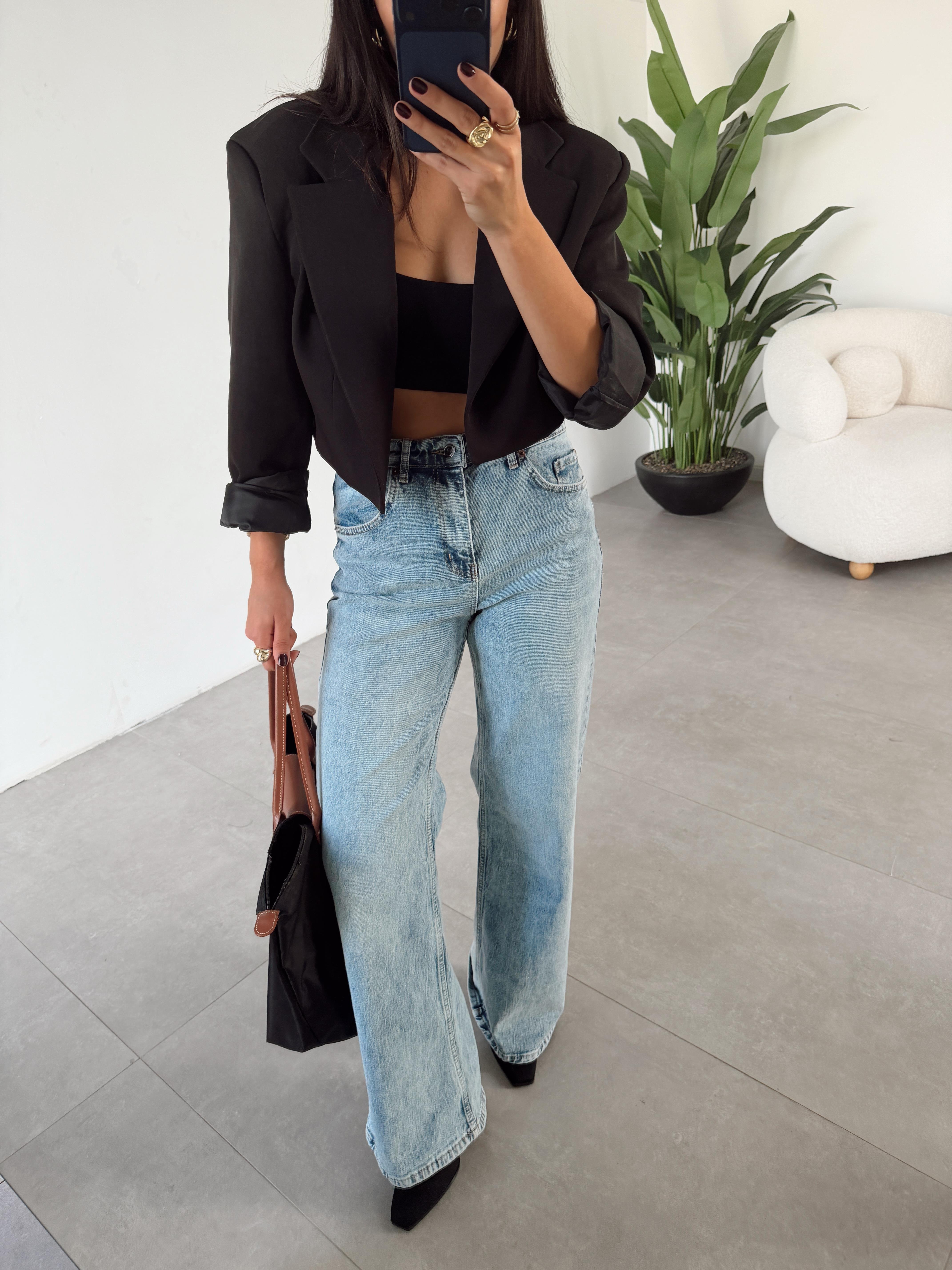 Orta Mavi Wideleg Jean