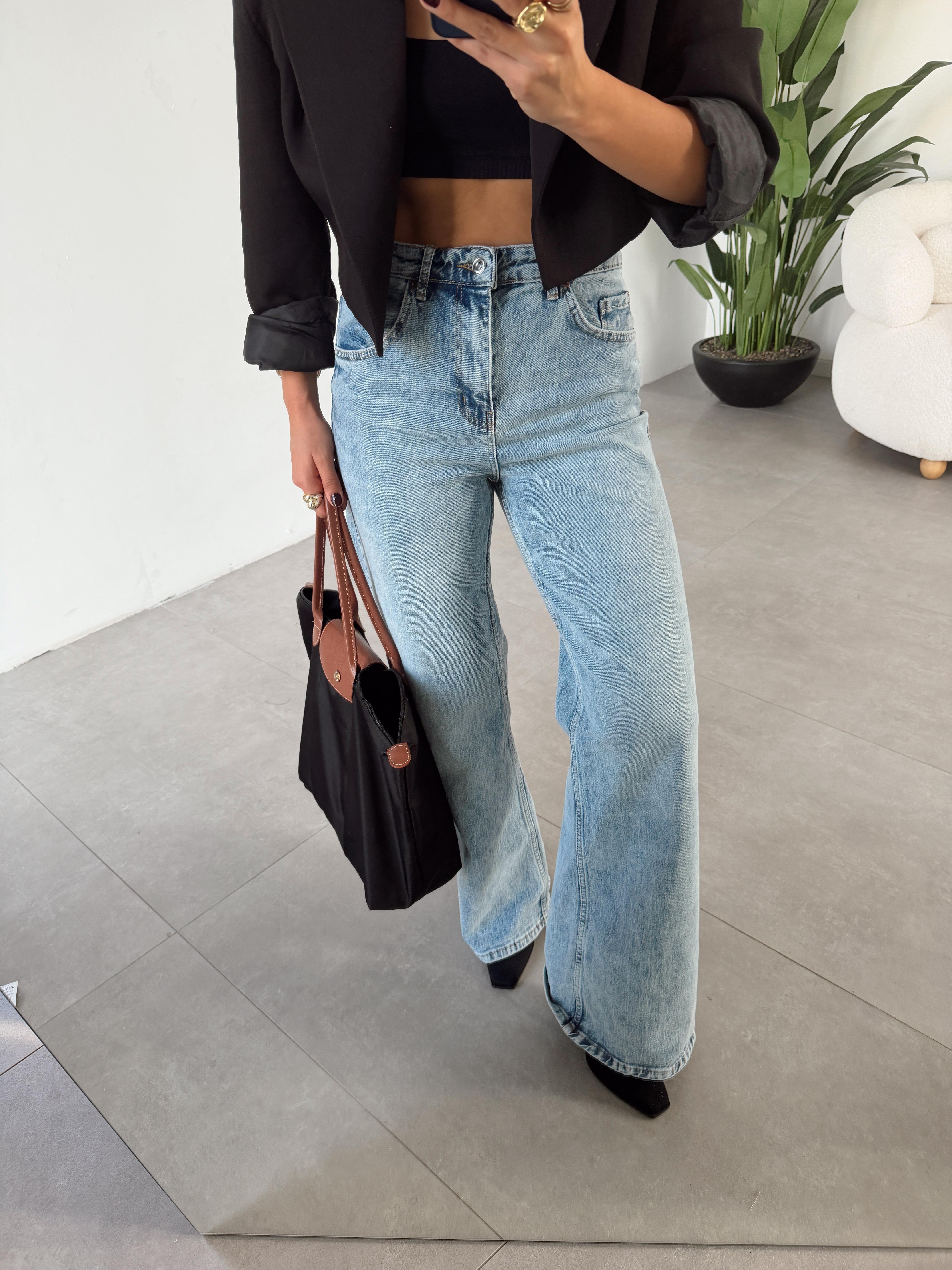 Orta Mavi Wideleg Jean
