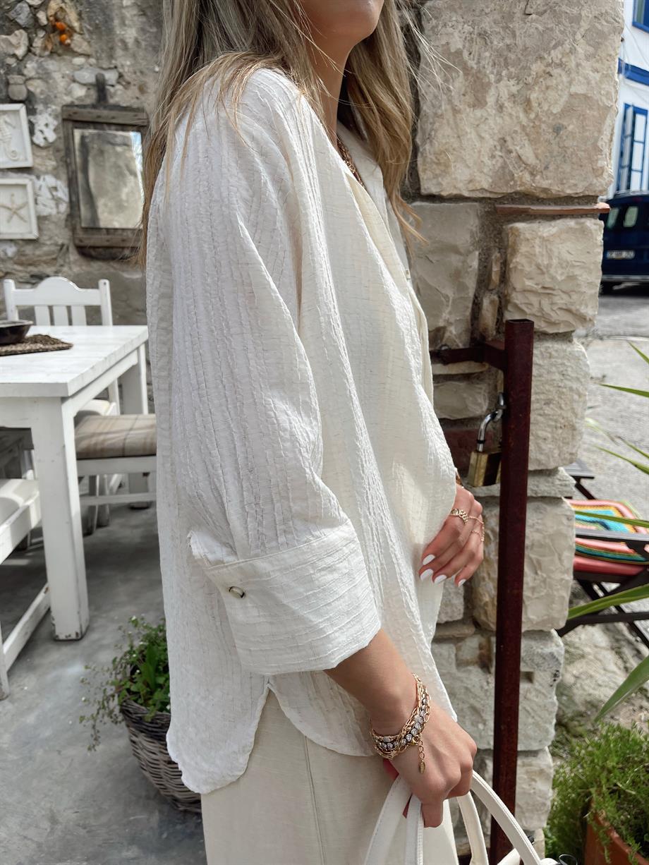 Oversize Ekru Gömlek