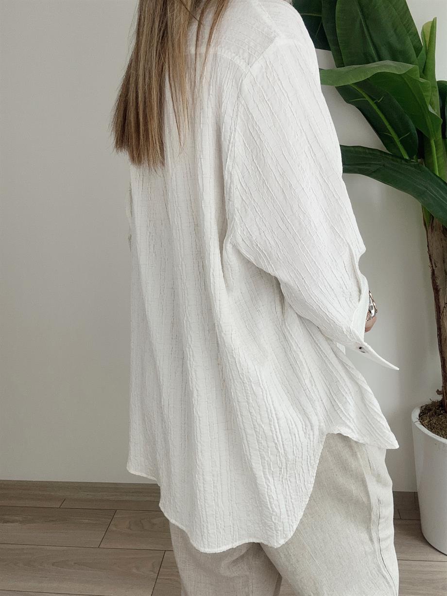 Oversize Ekru Gömlek