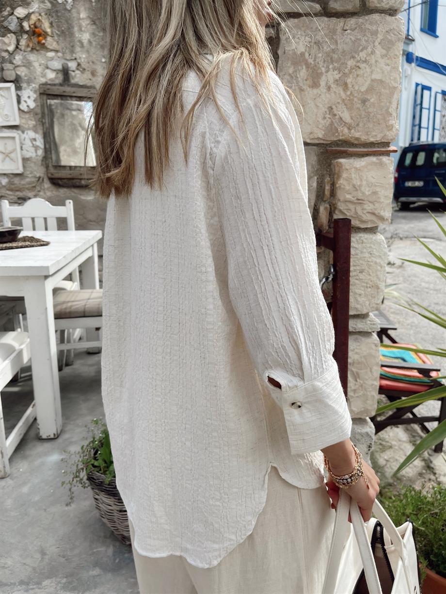 Oversize Ekru Gömlek