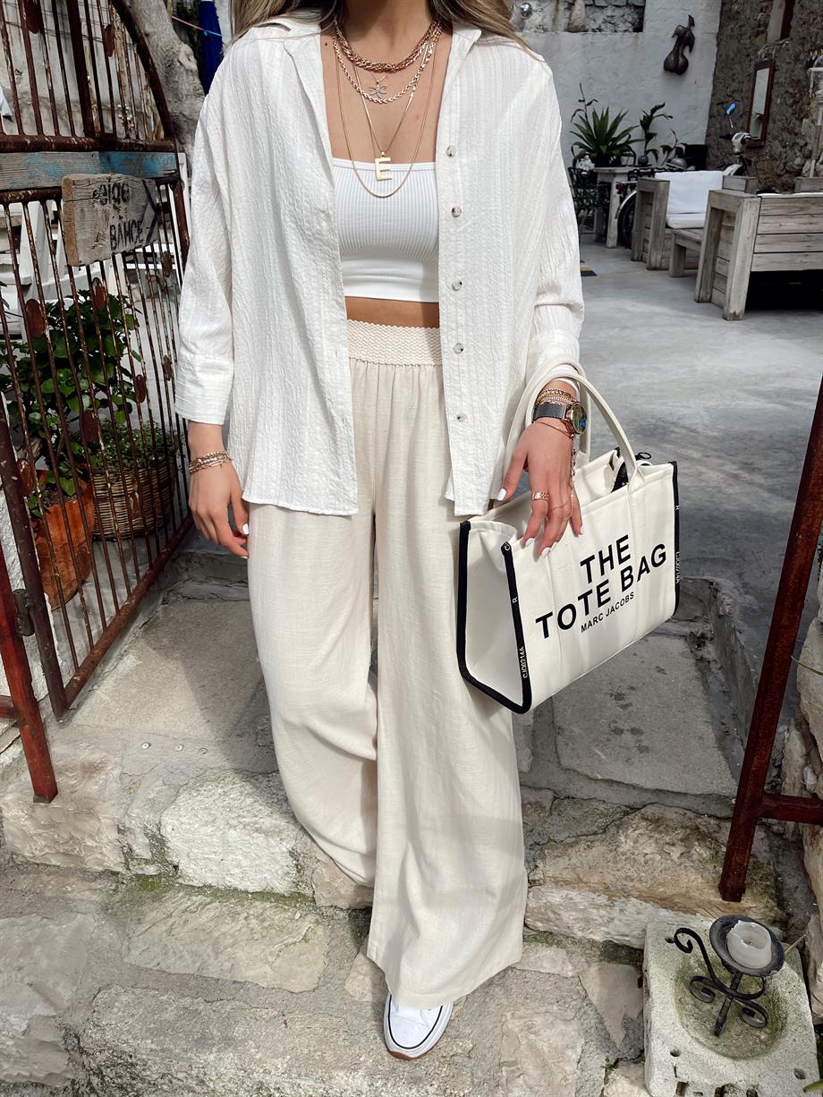 Oversize Ekru Gömlek