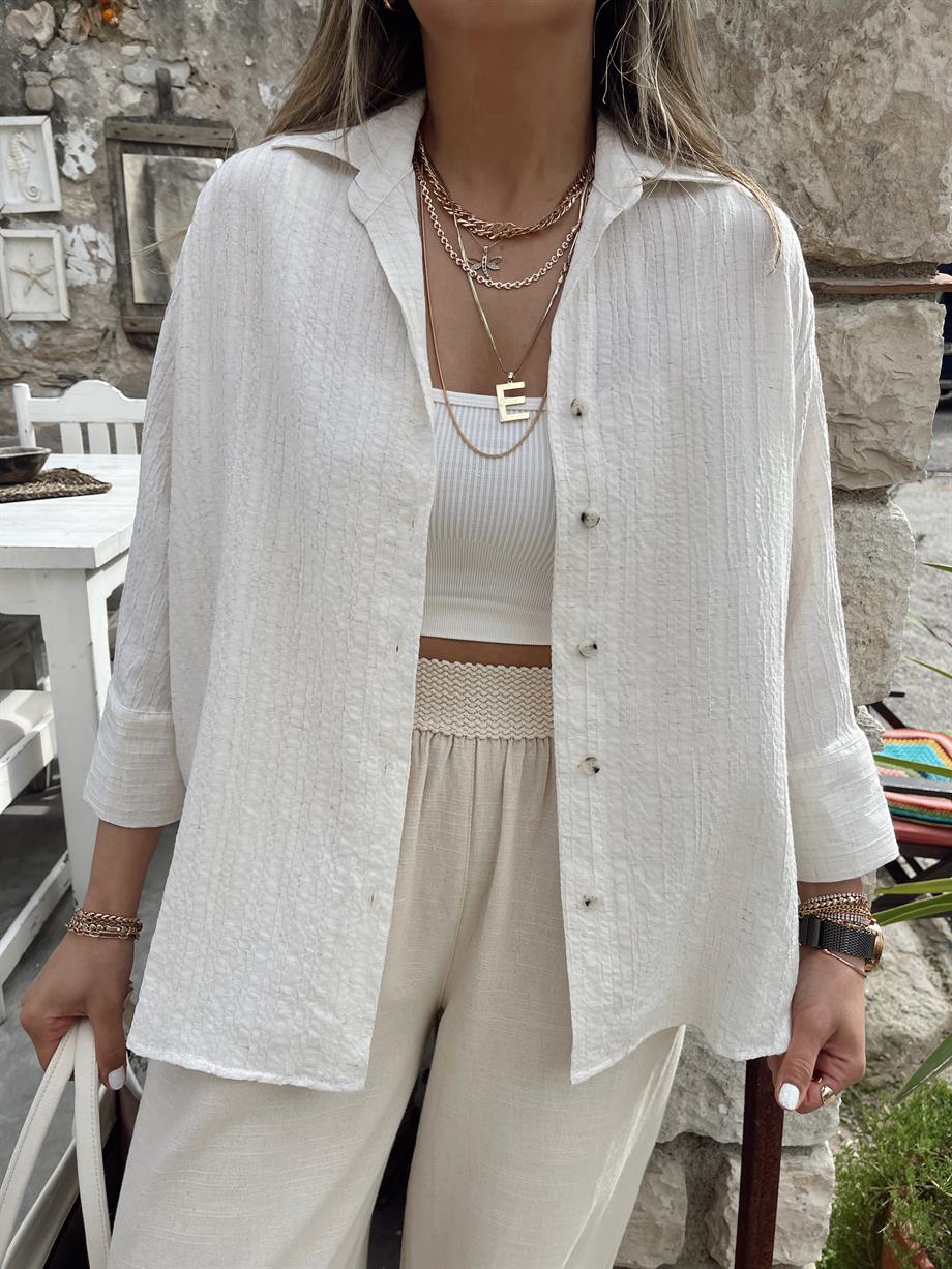 Oversize Ekru Gömlek