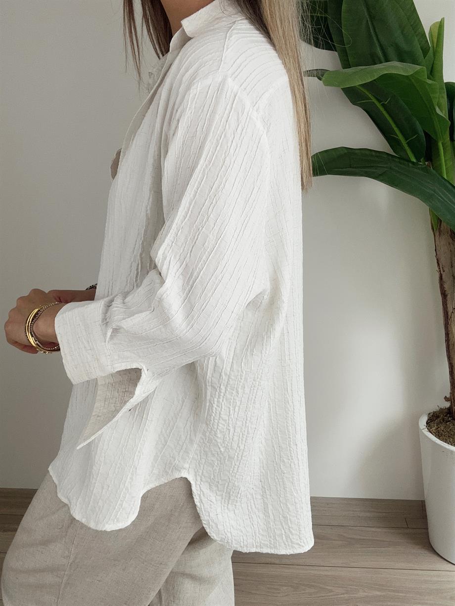 Oversize Ekru Gömlek