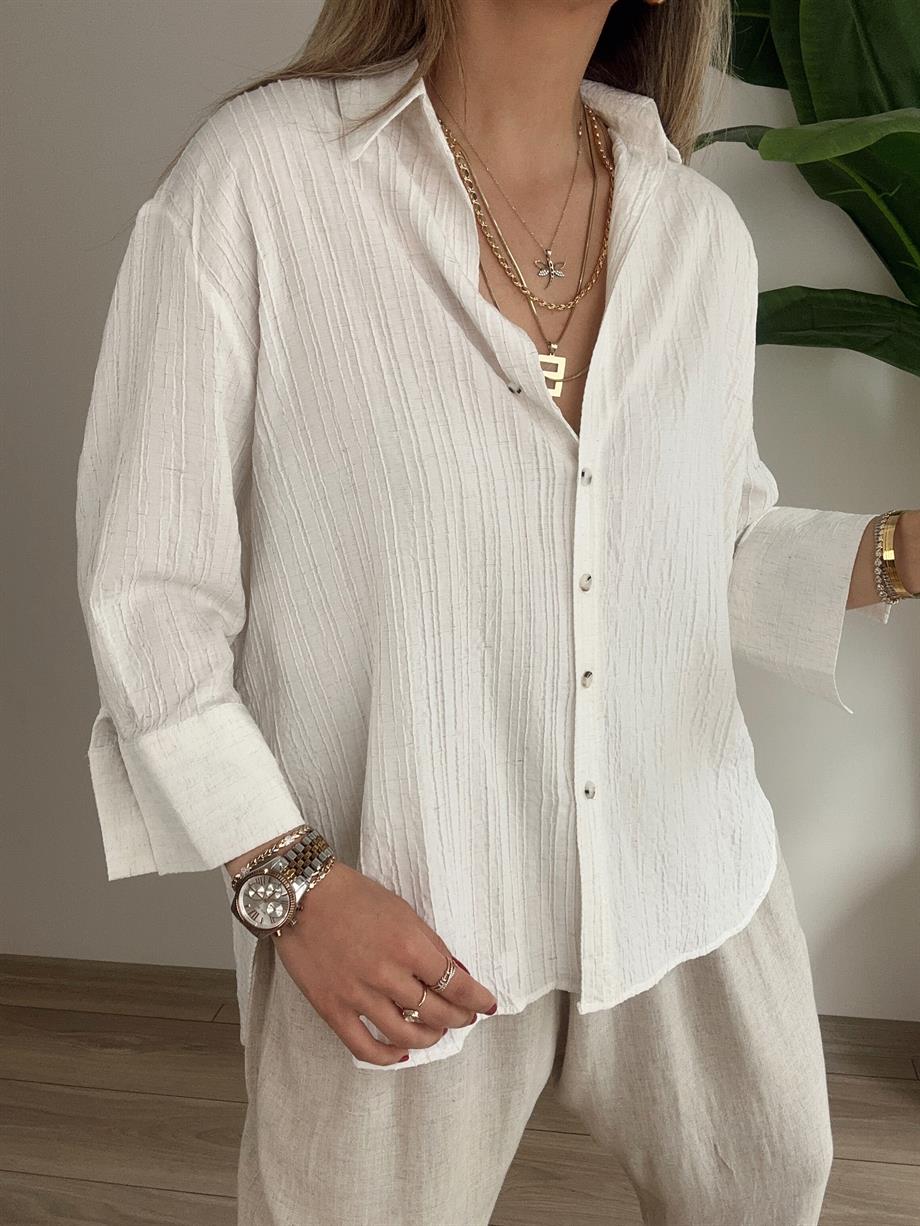 Oversize Ekru Gömlek