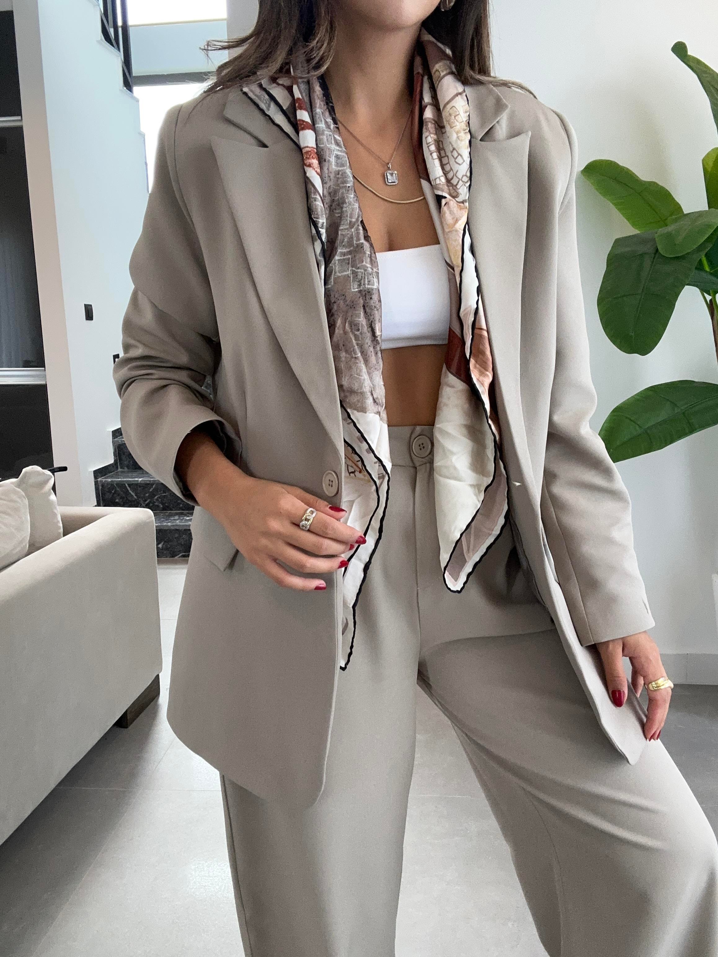 Oversize Haki Tek Düğmeli Ceket