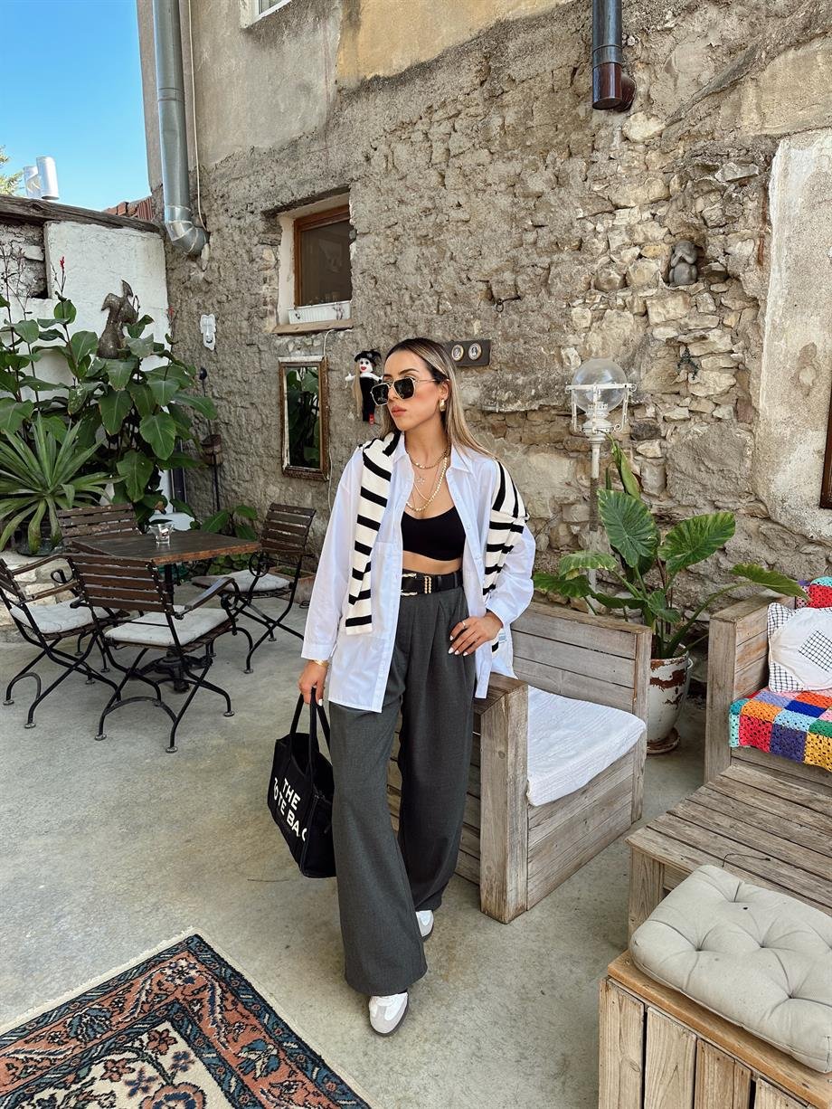 Oversize Poplin Büyük Cep Gömlek