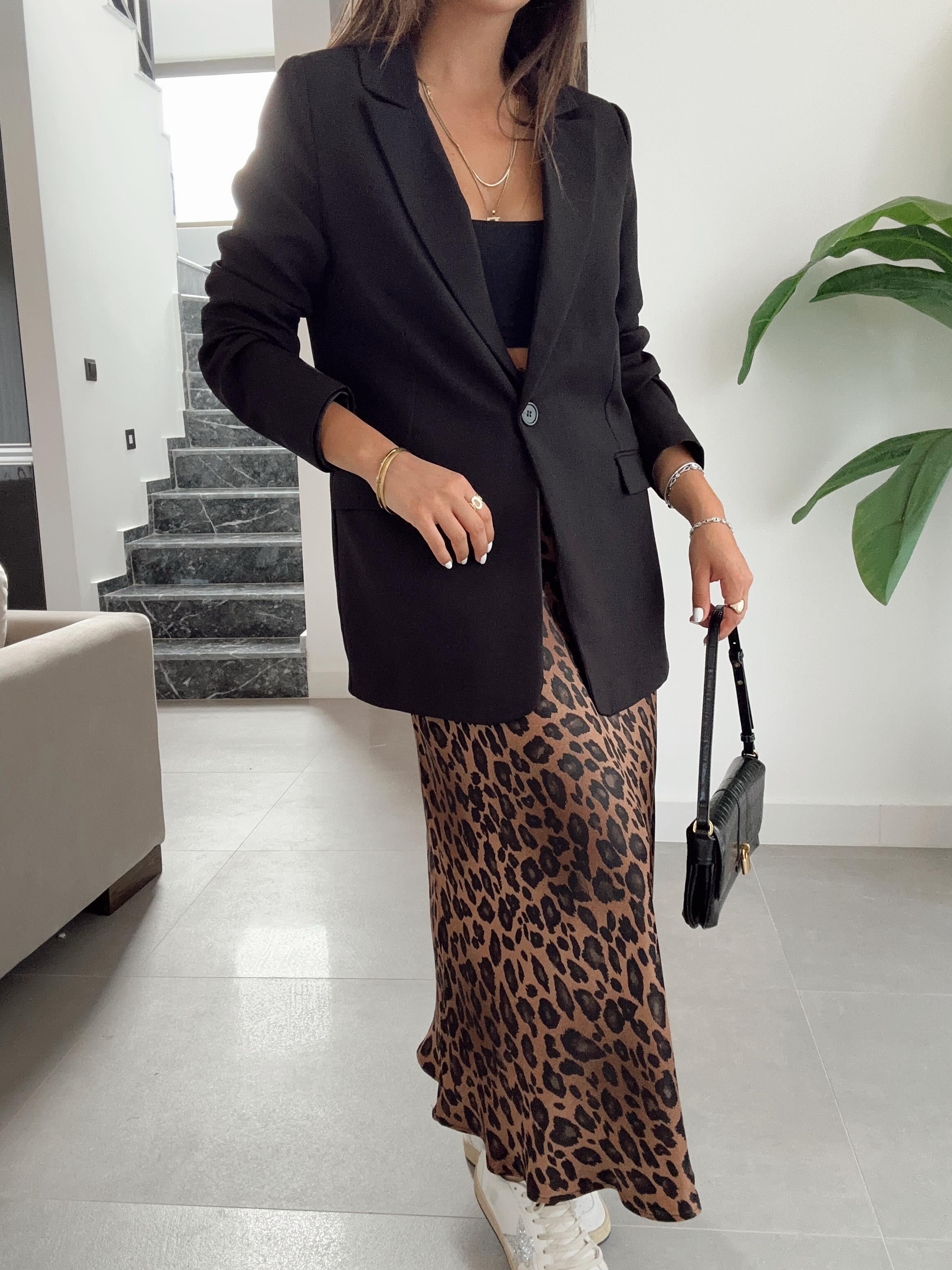 Oversize Siyah Tek Düğmeli Ceket