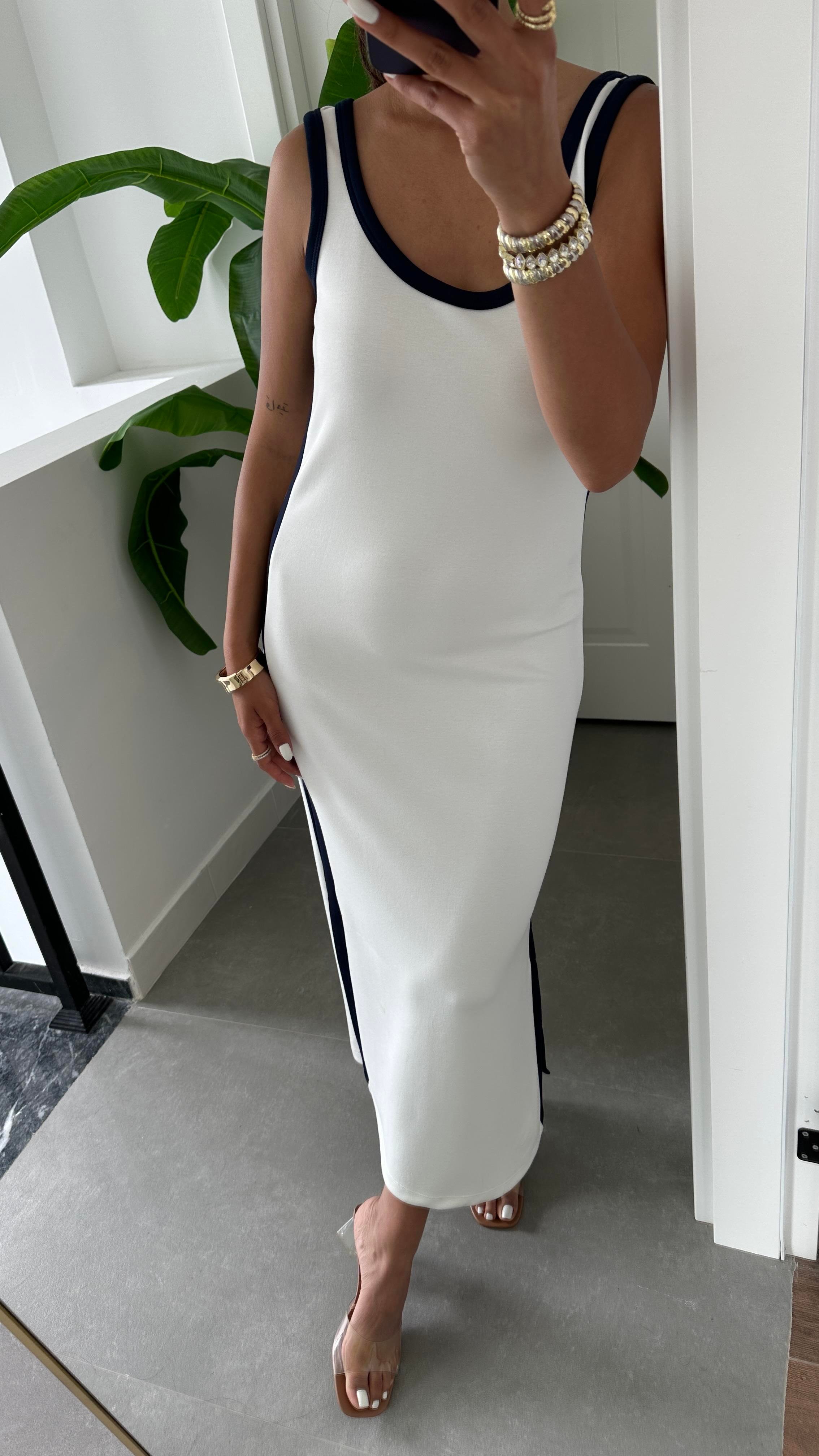 Oys Beyaz Modal Kumaş Askılı Basic Elbise