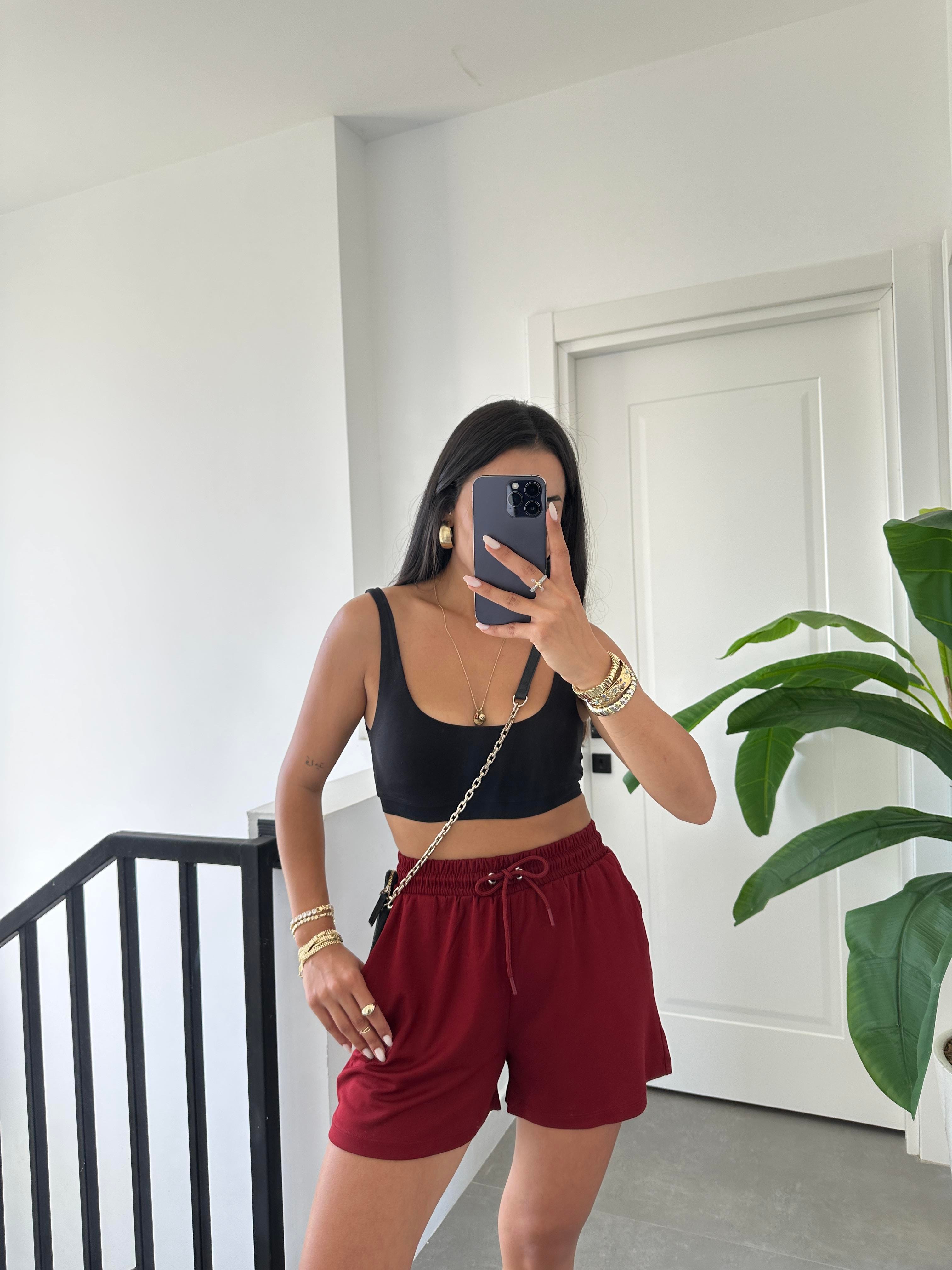 Oys Bordo Modal Şort