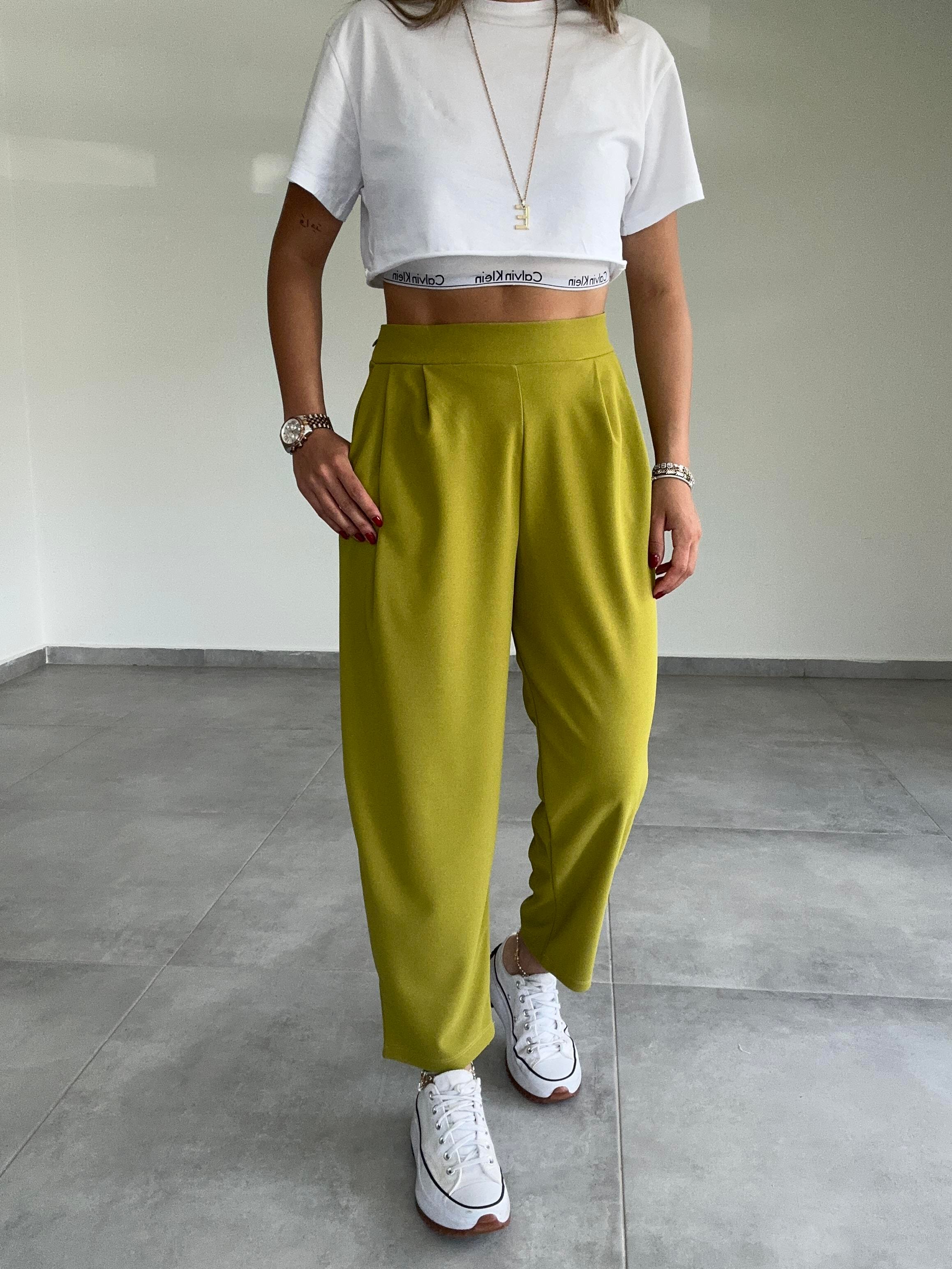 Özel Üretim Bombeli Olive Pantolon