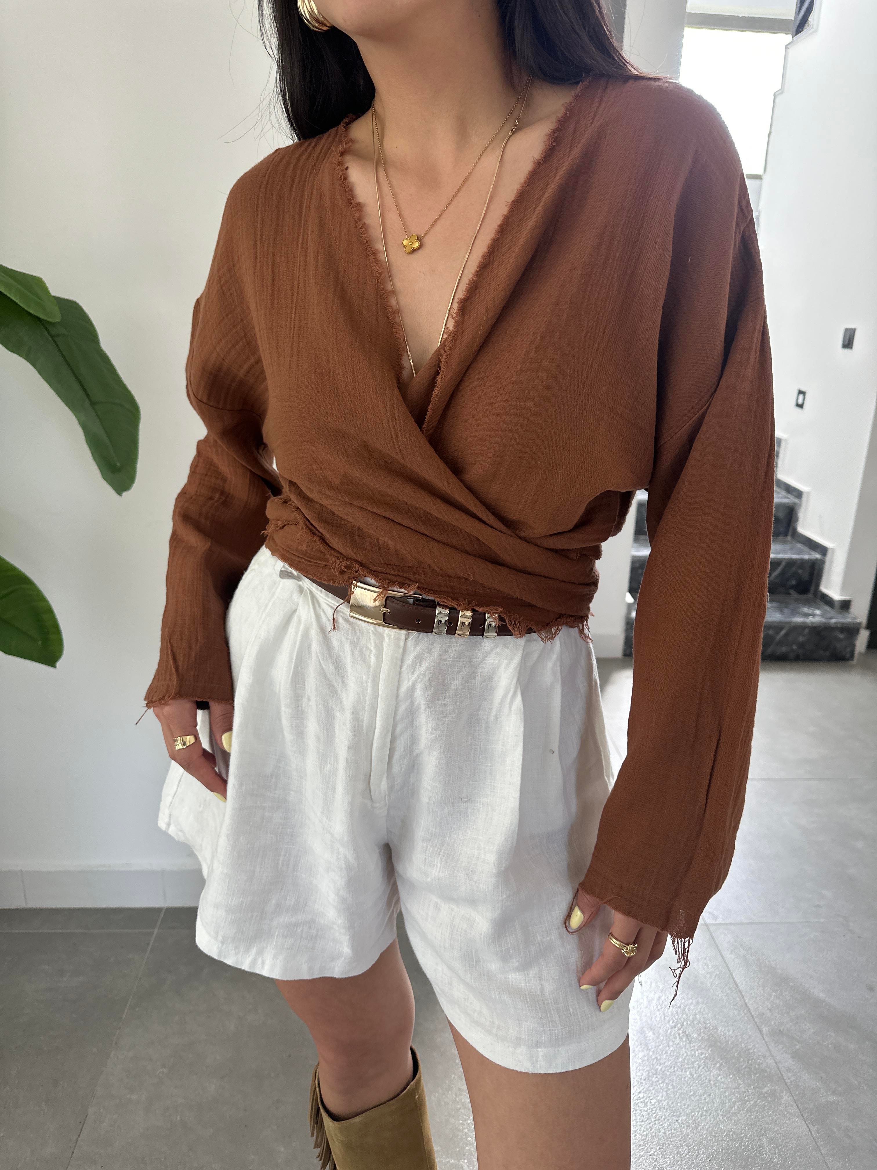 Pcs Kahve Müslin Helen Bluz