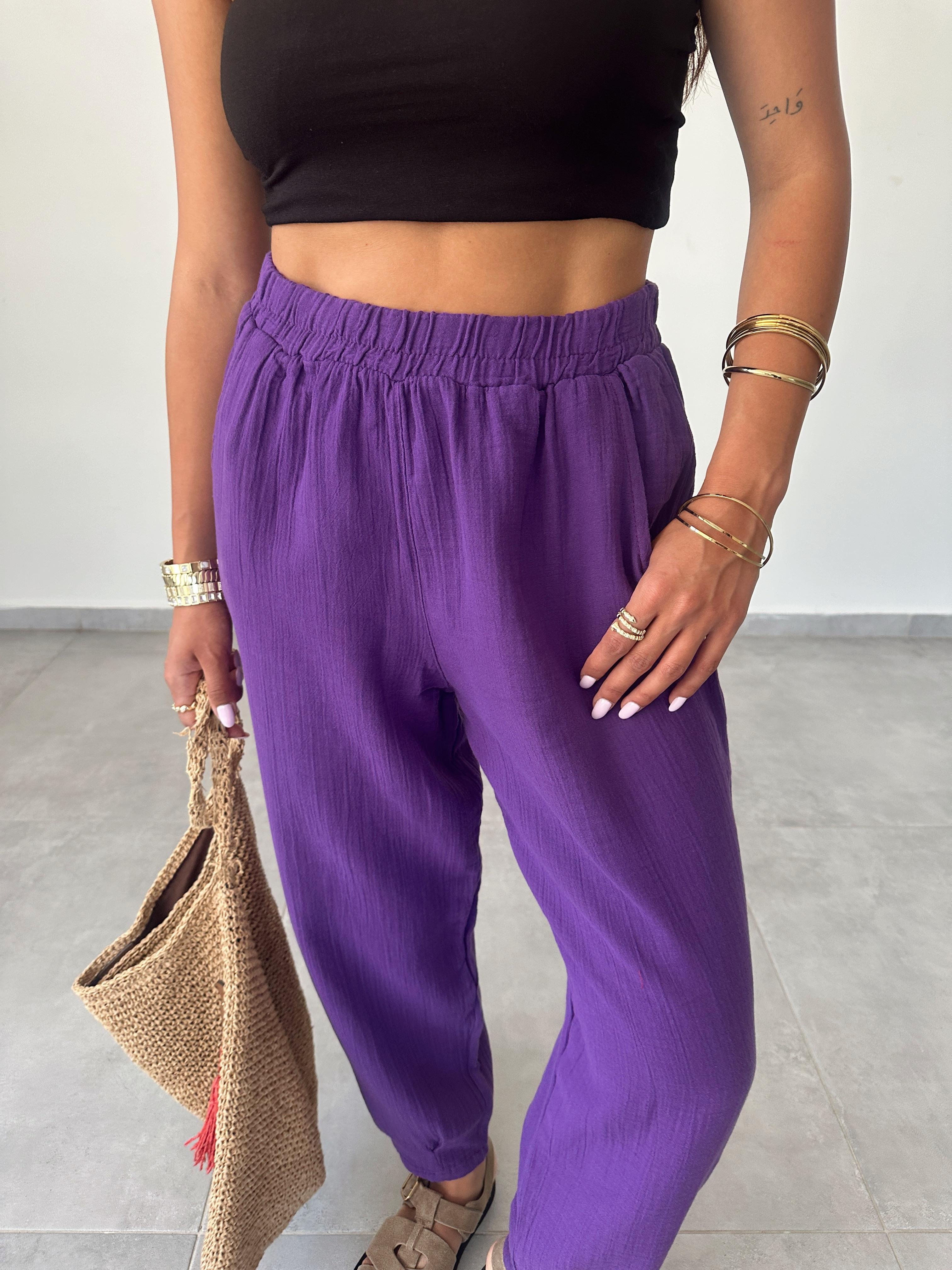 Pcs Mor Paça Pileli Pantolon