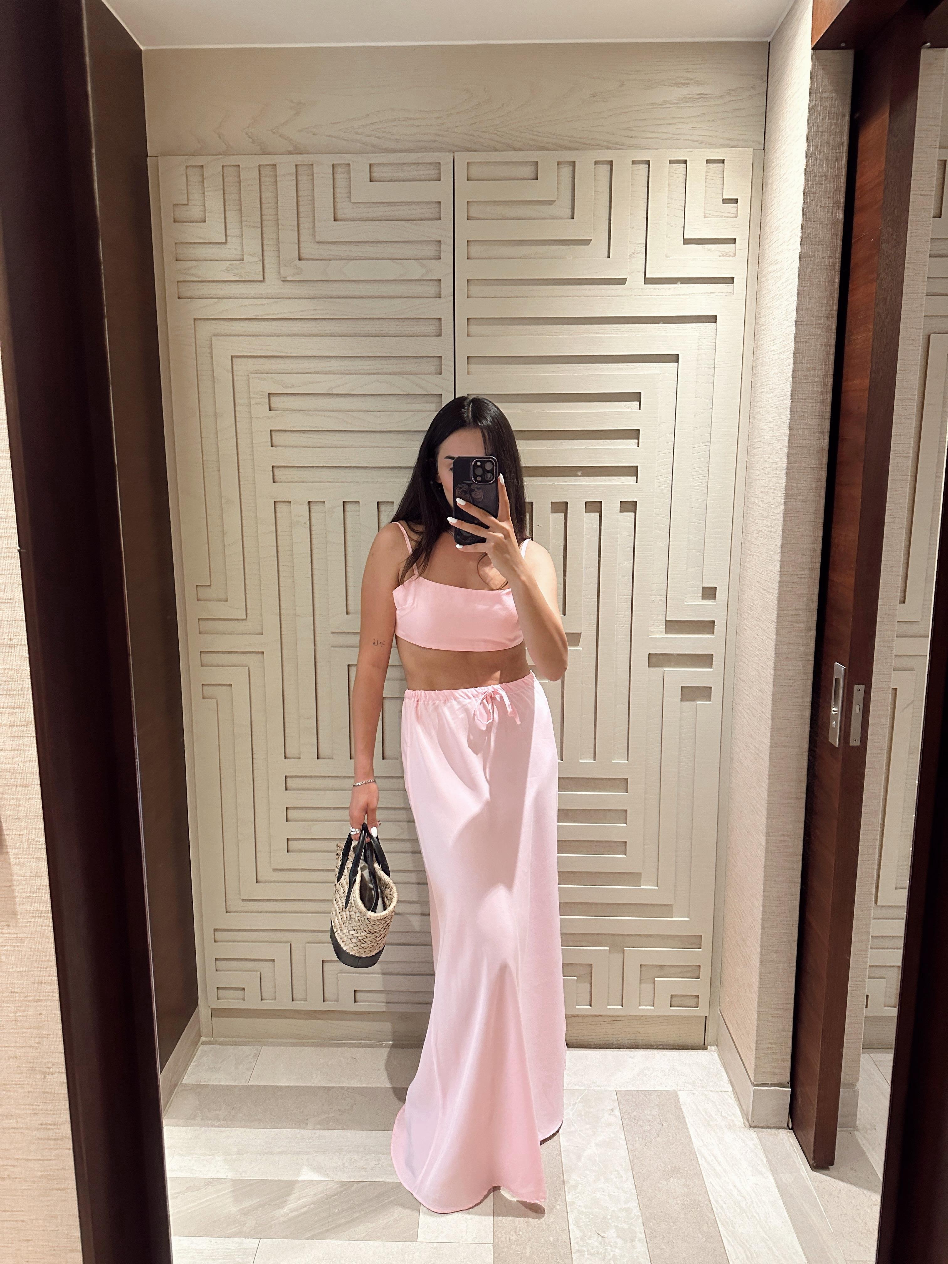 Pembe Beli Lastikli Etek