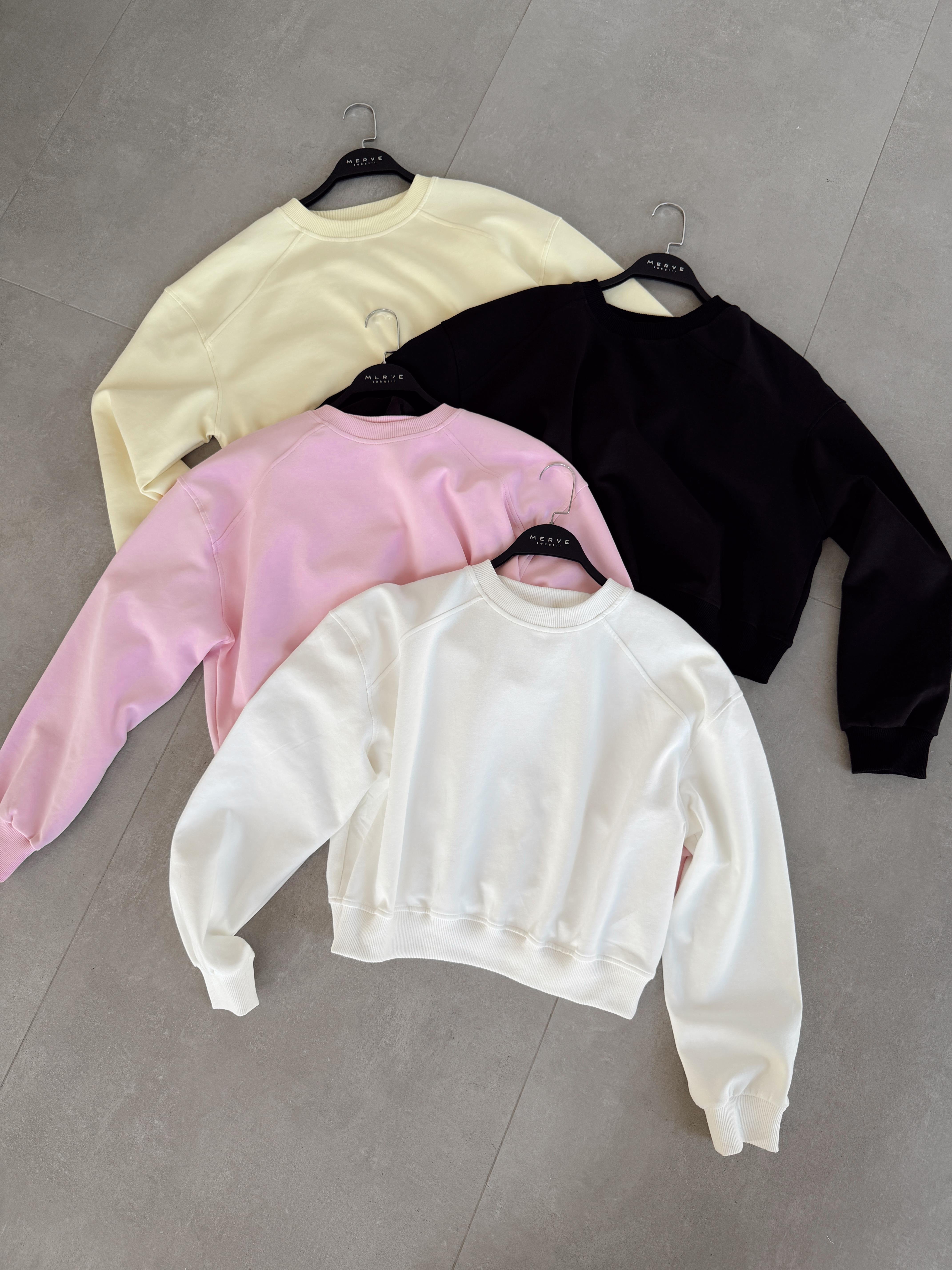 Pembe Bisiklet Yaka Sweat