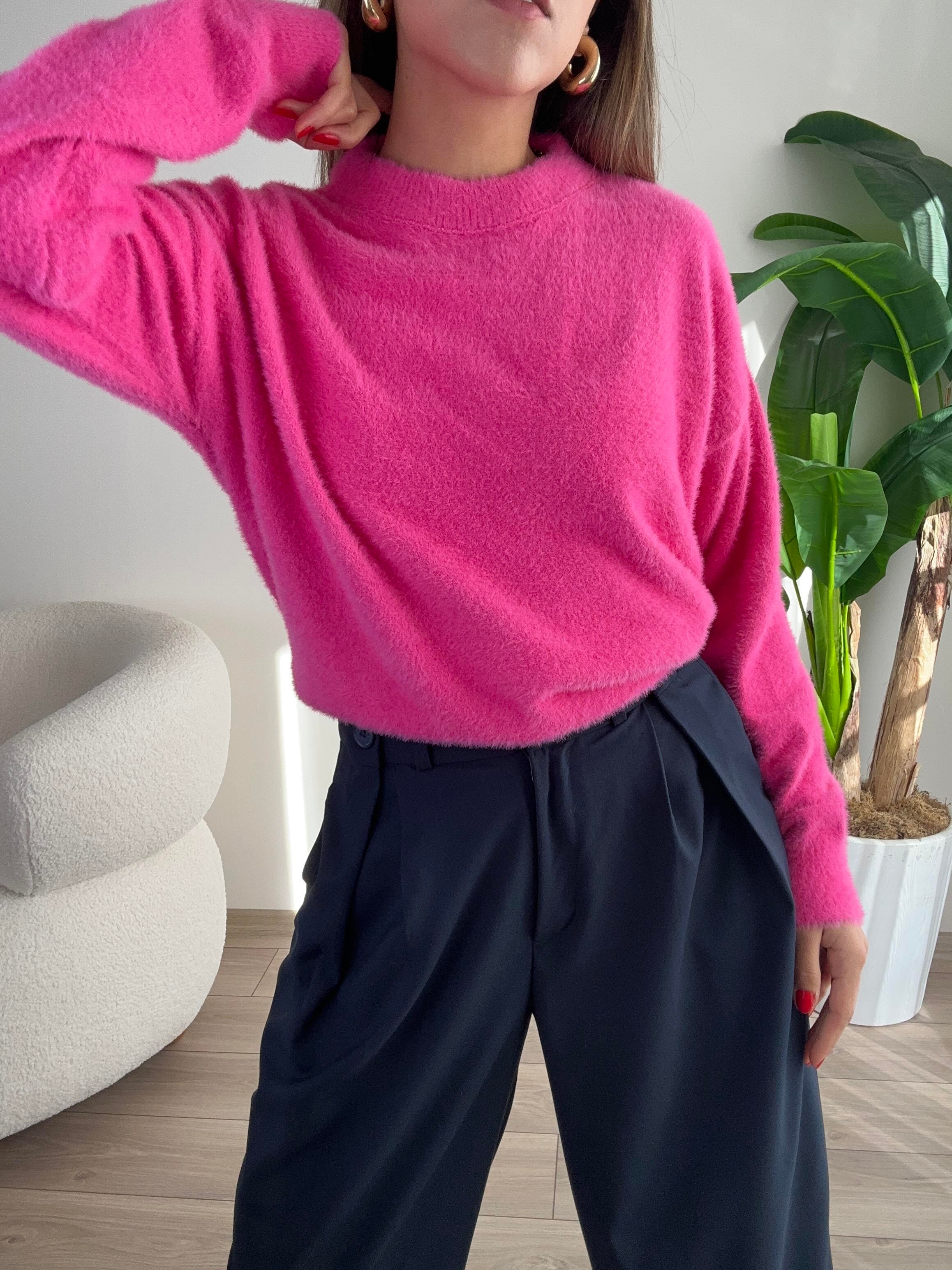 Pembe Bisiklt Yaka Triko Kazak