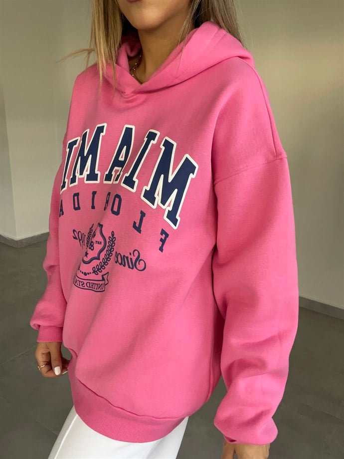 Pembe Kapşonlu Sweatshırt