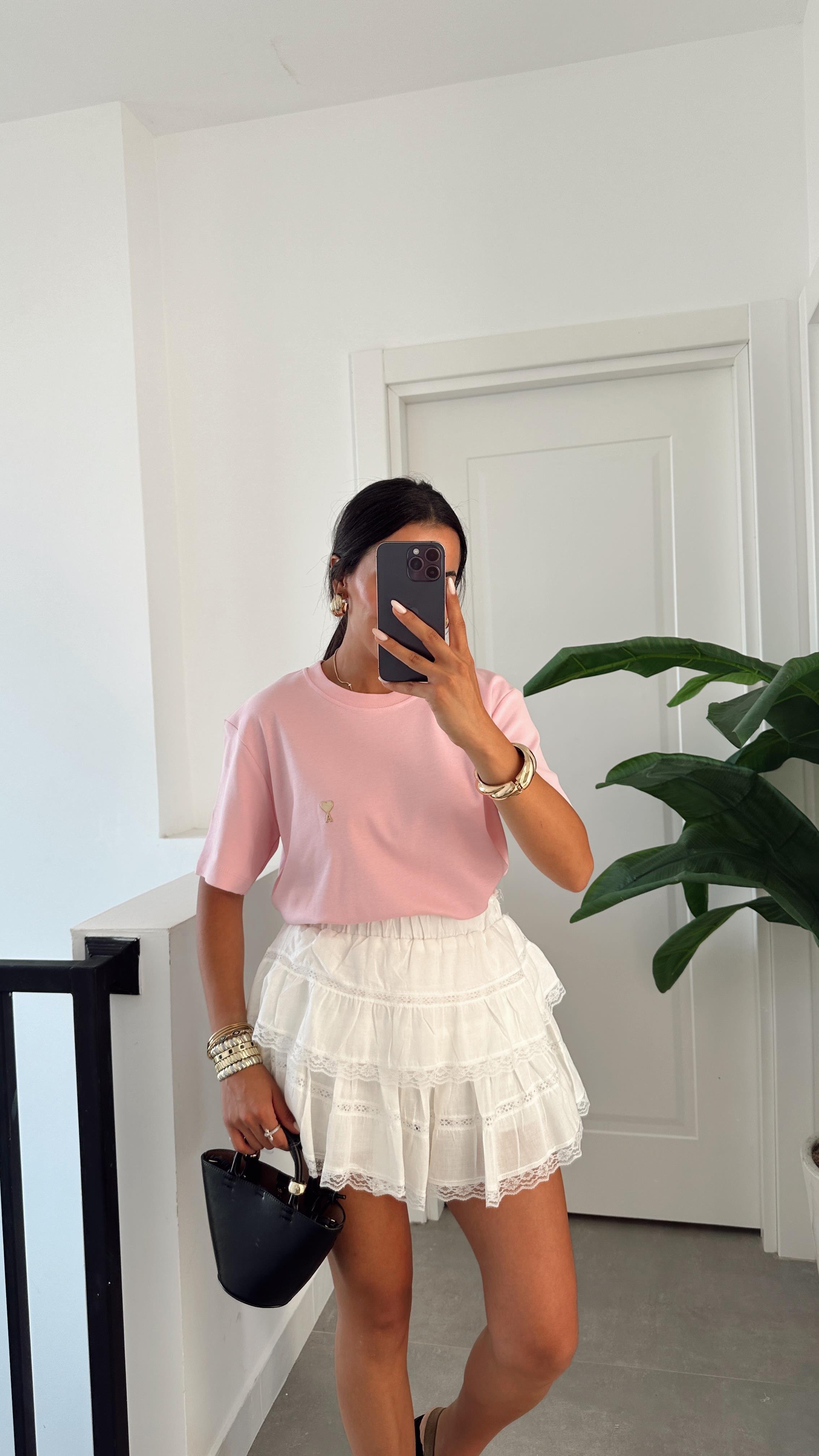 Pembe Kısa Kol Tshirt