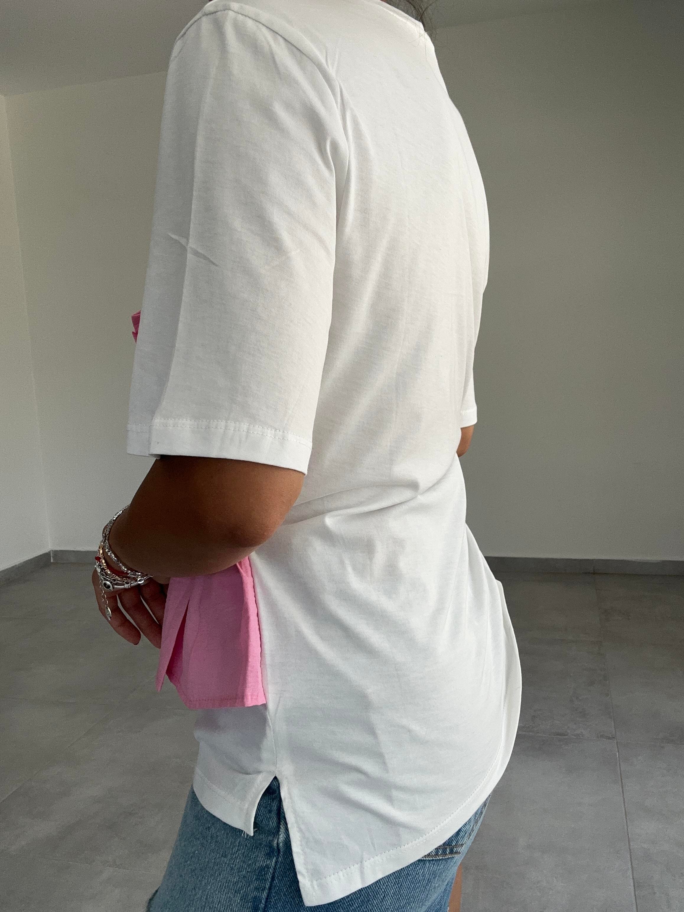 Pembe Korsajlı Tshirt