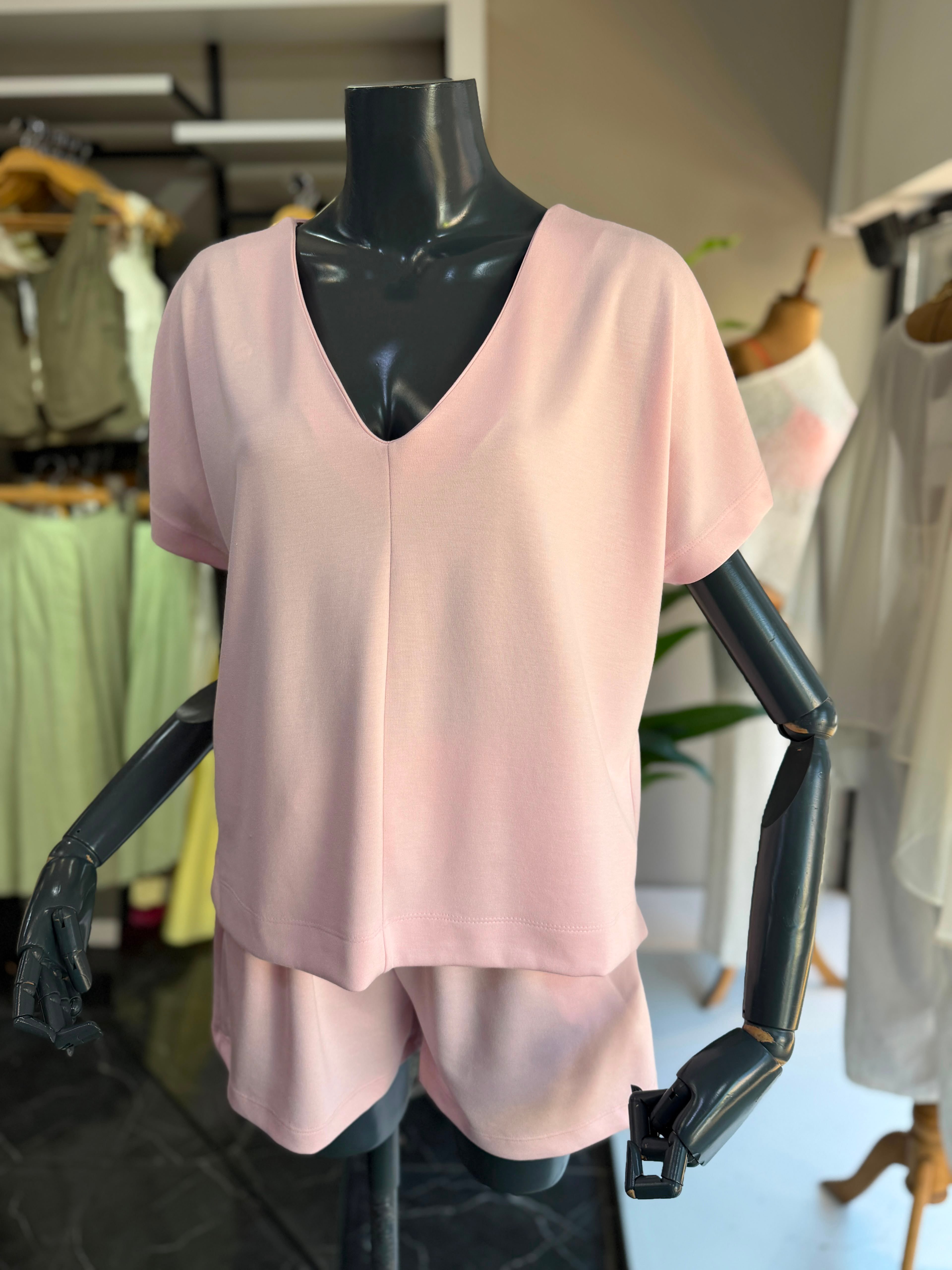 Pembe Modal Şortlu Tshirt Takım