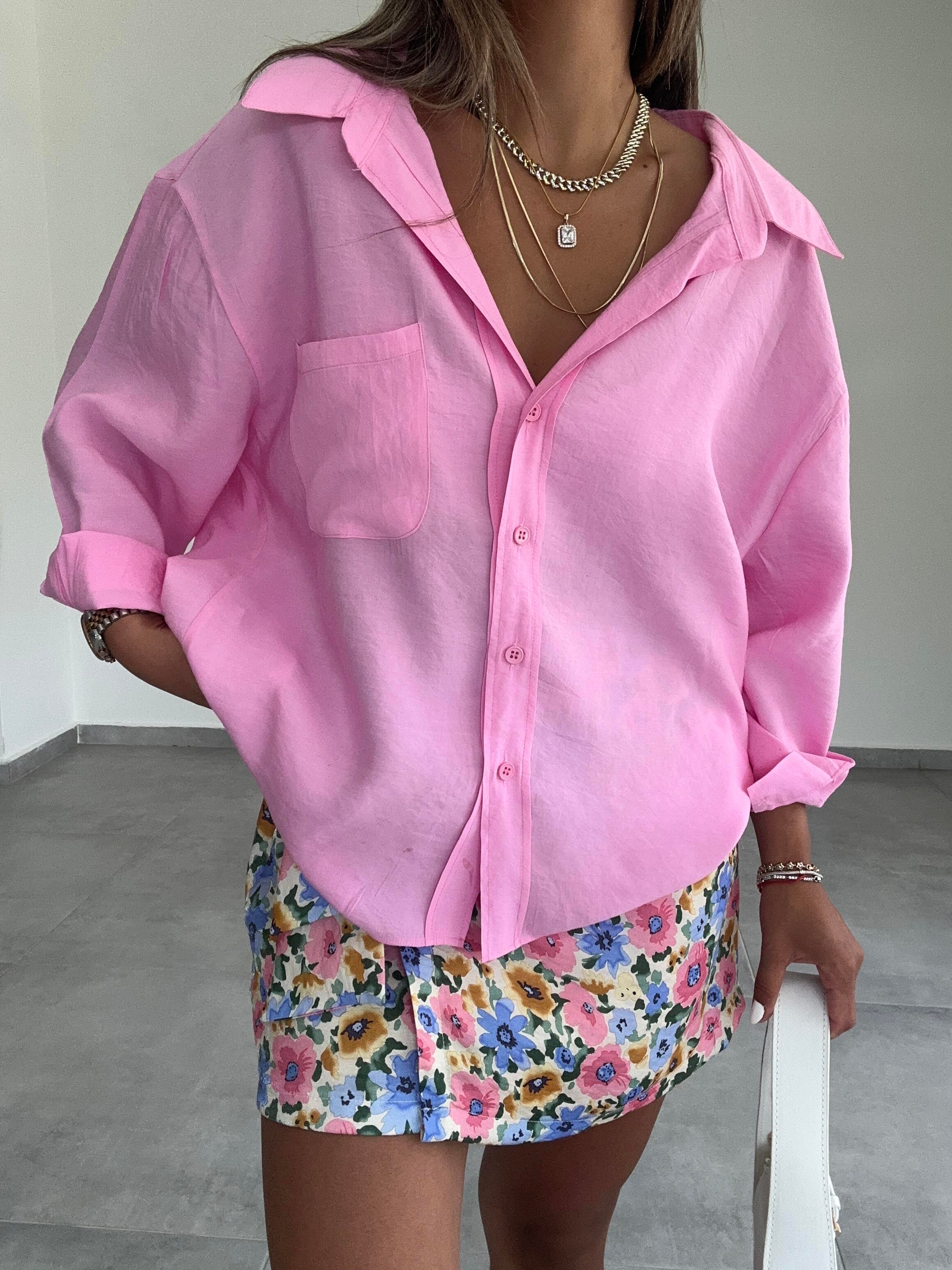 Pembe Oversize Gömlek